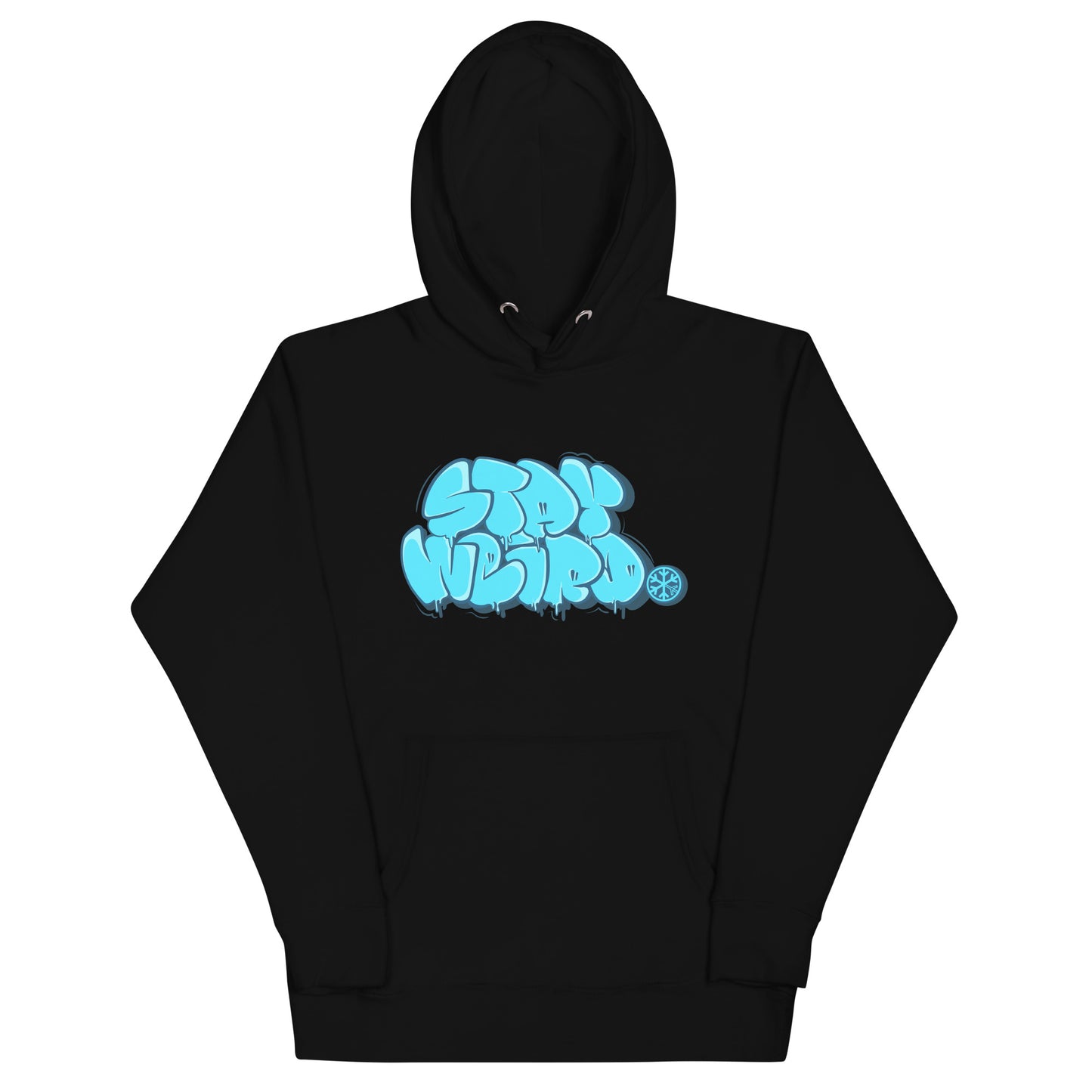 Black-Stay Weird Graffiti Throw-up Hoodie from B.Different Clothing, front view, graffiti-inspired streetwear