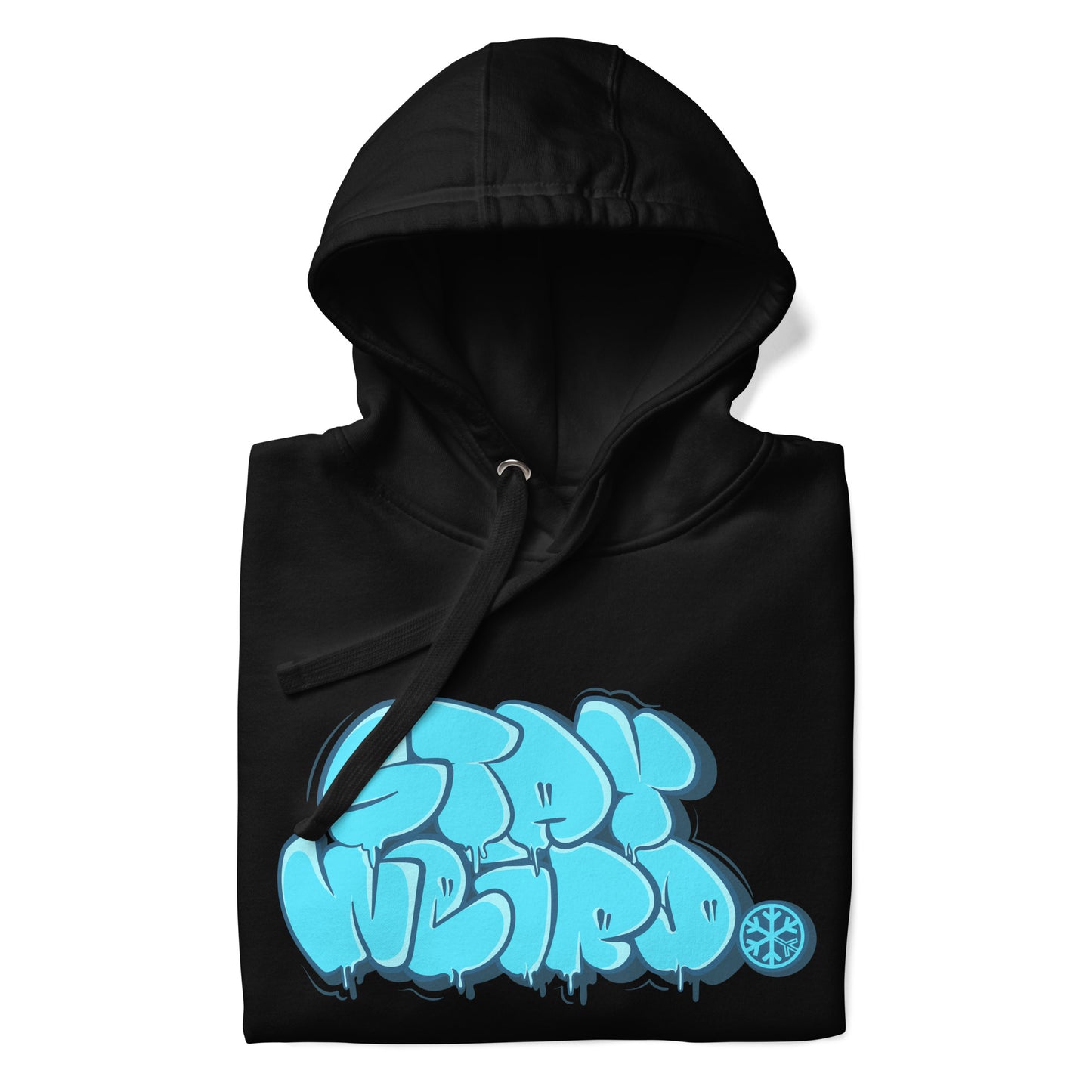 Black-Stay Weird Graffiti Throw-up Hoodie from B.Different Clothing, folded, graffiti-inspired streetwear