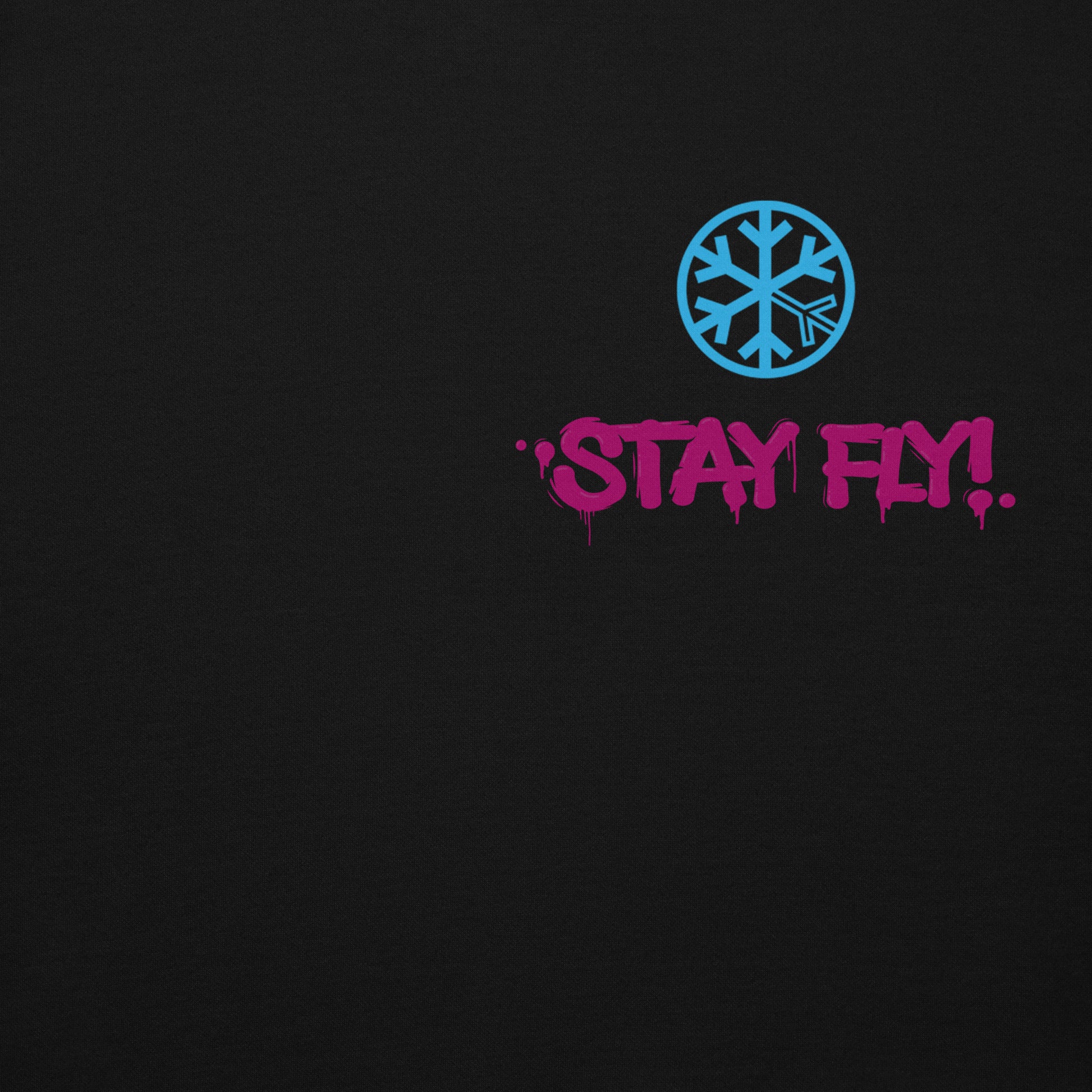 Black-Stay Fly Graffiti Character Hoodie from B.Different Clothing, front graphic, graffiti-inspired streetwear