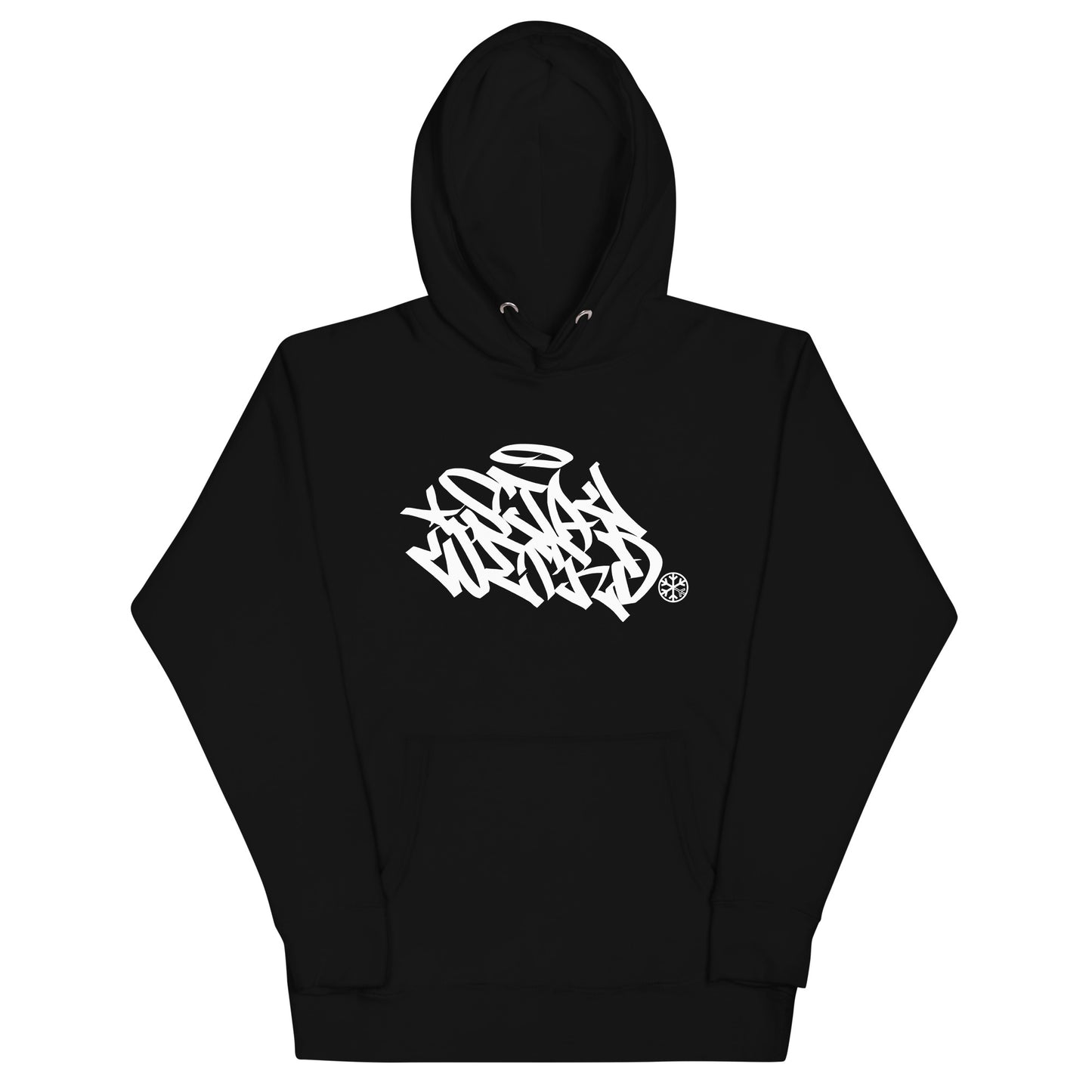 Black-Stay Weird Graffiti Tag Hoodie from B.Different Clothing, front view, graffiti-inspired streetwear