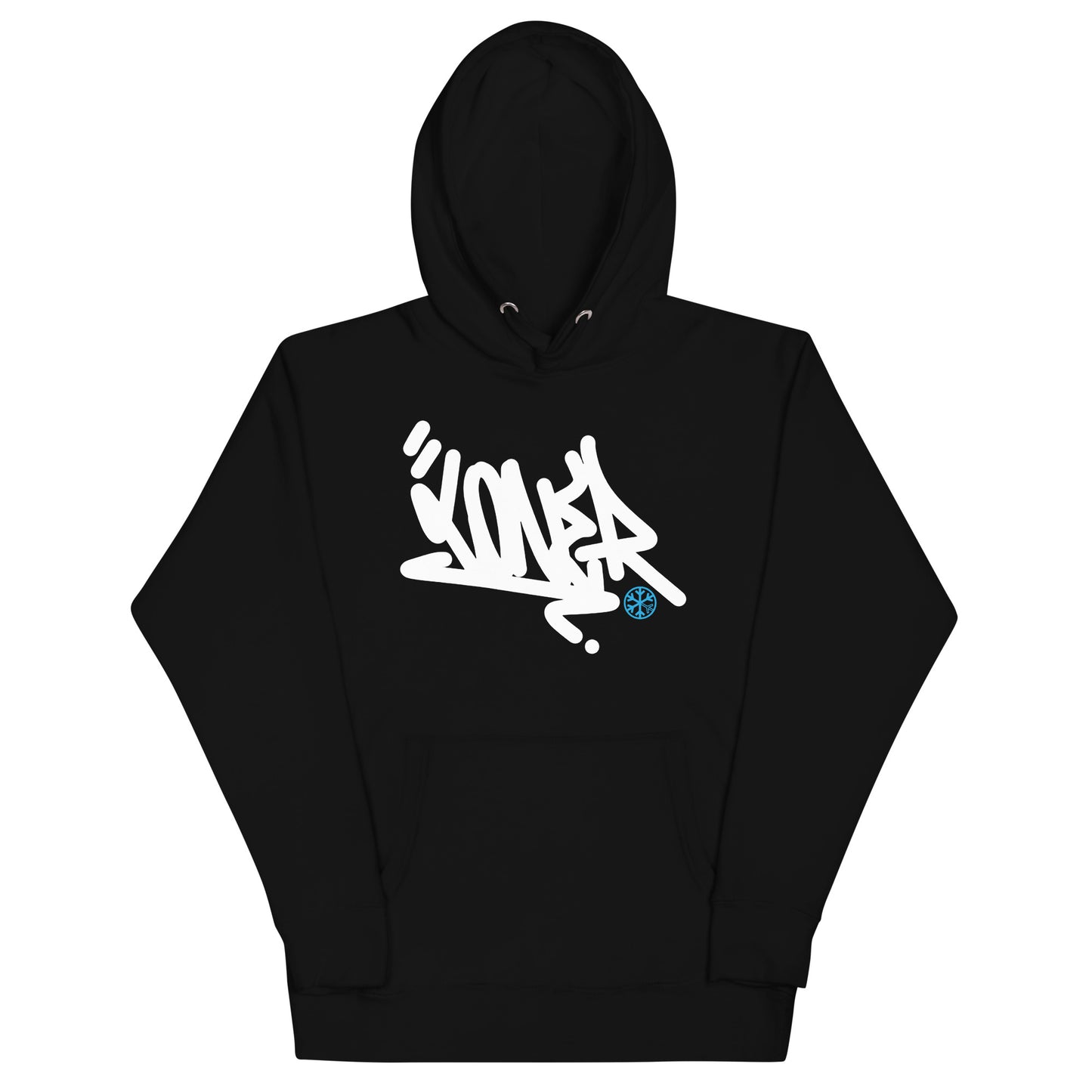 Black-Loner Graffiti Tag Hoodie from B.Different Clothing, front view, graffiti-inspired streetwear