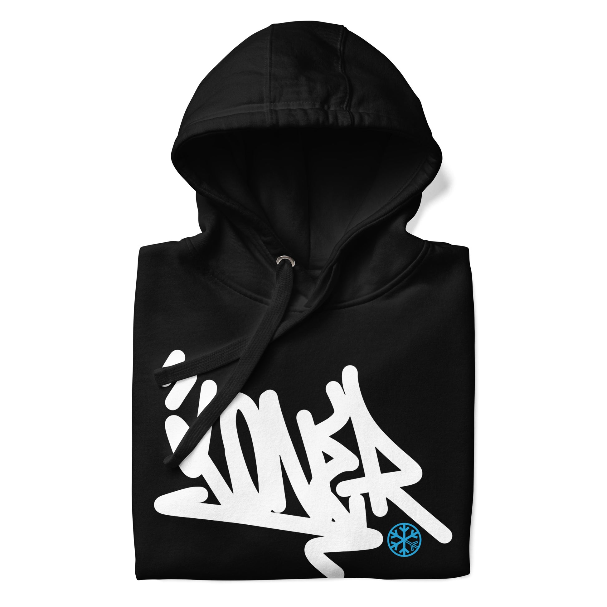 Black-Loner Graffiti Tag Hoodie from B.Different Clothing, folded, graffiti-inspired streetwear