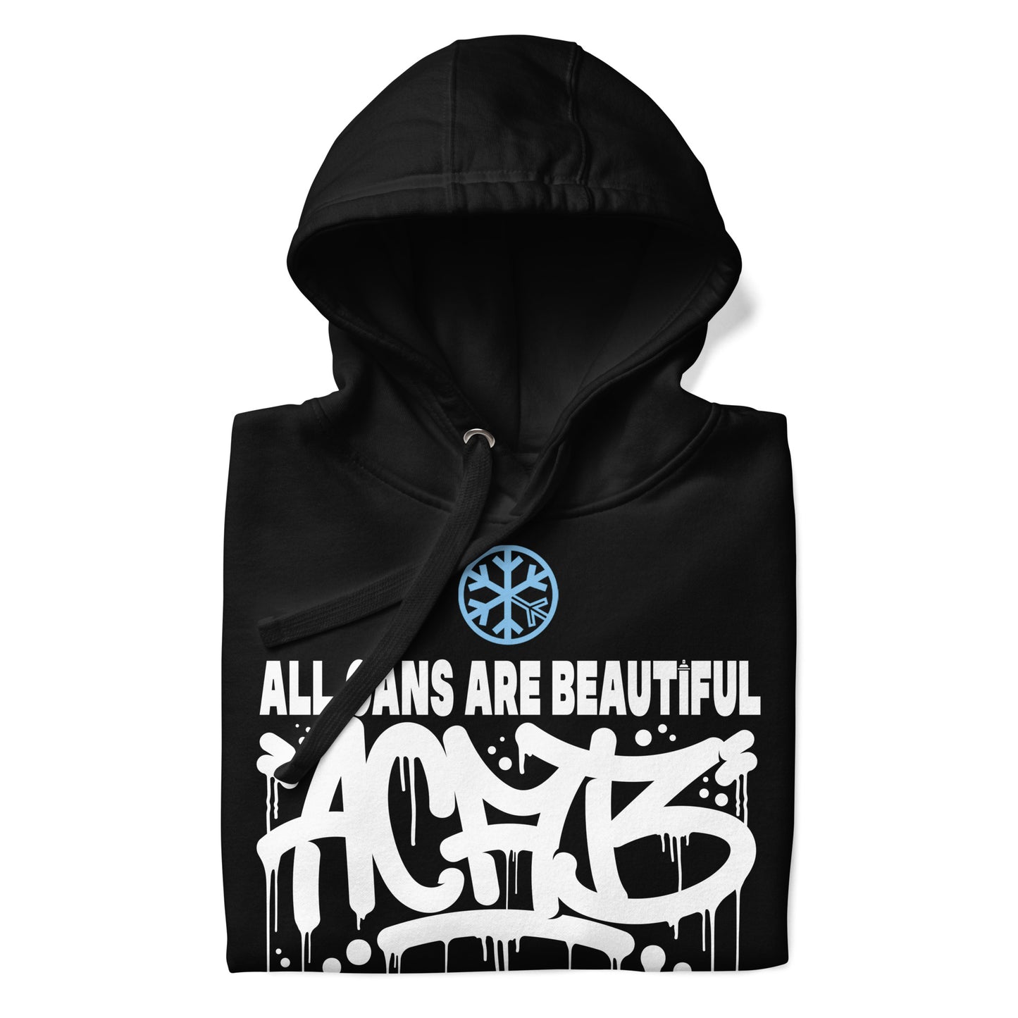 Black-Acab Graffiti Tag Hoodie from B.Different Clothing, folded, graffiti-inspired streetwear