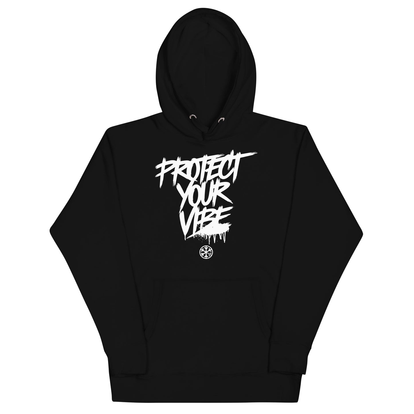 Black-Protect Your Vibe Graffiti Tag hoodie from B.Different Clothing, front view, graffiti-inspired streetwear