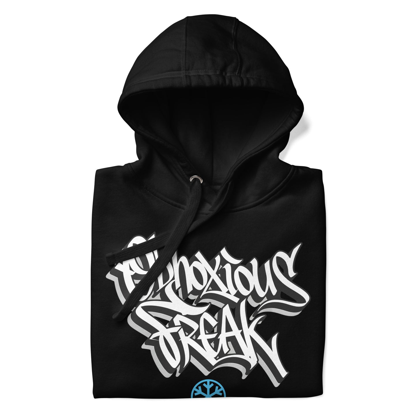Black-Obnoxious Freak Graffiti Hoodie from B.Different Clothing, folded, graffiti-inspired streetwear