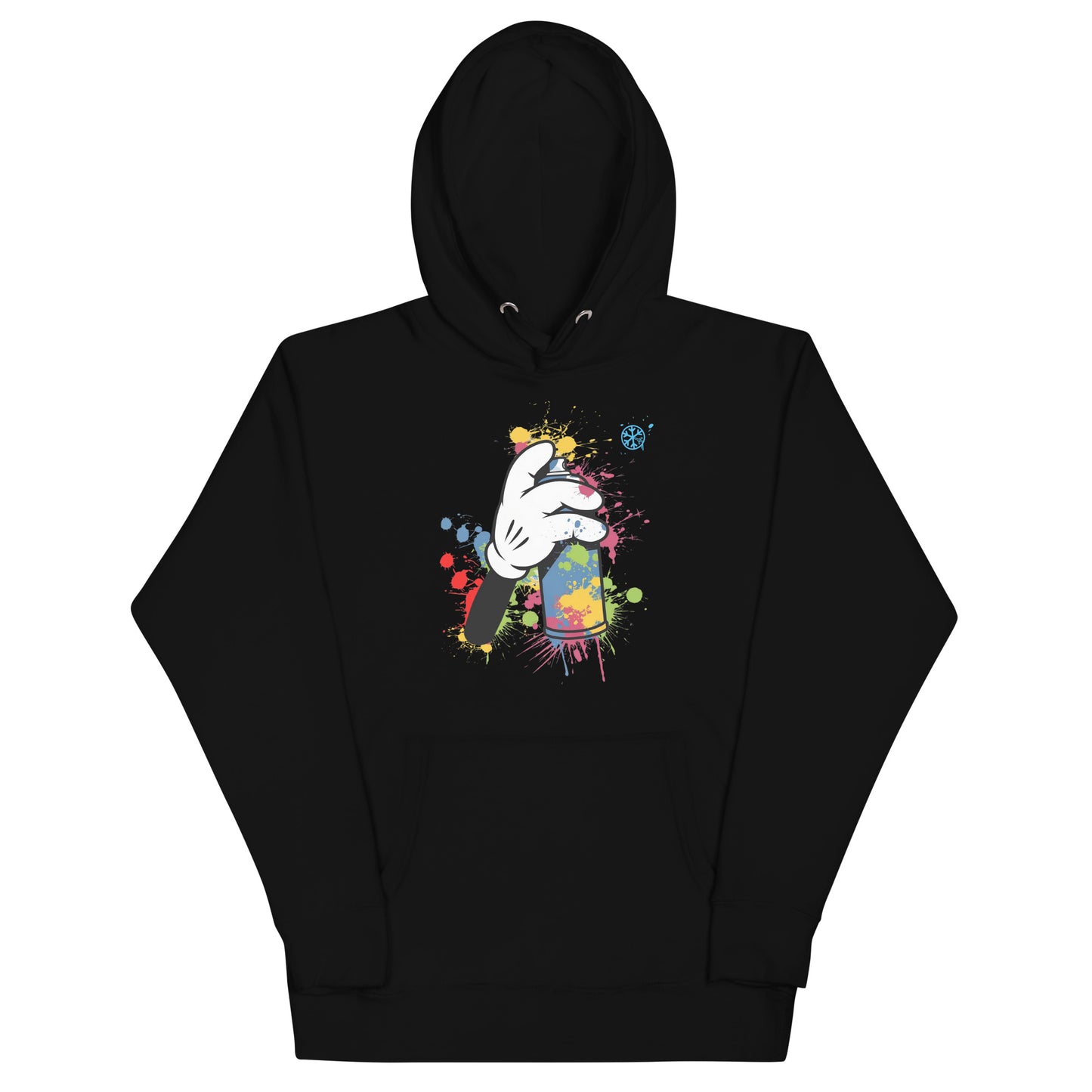 Black-Hand Spray Can Graffiti Hoodie from B.Different Clothing, front view, graffiti-inspired streetwear