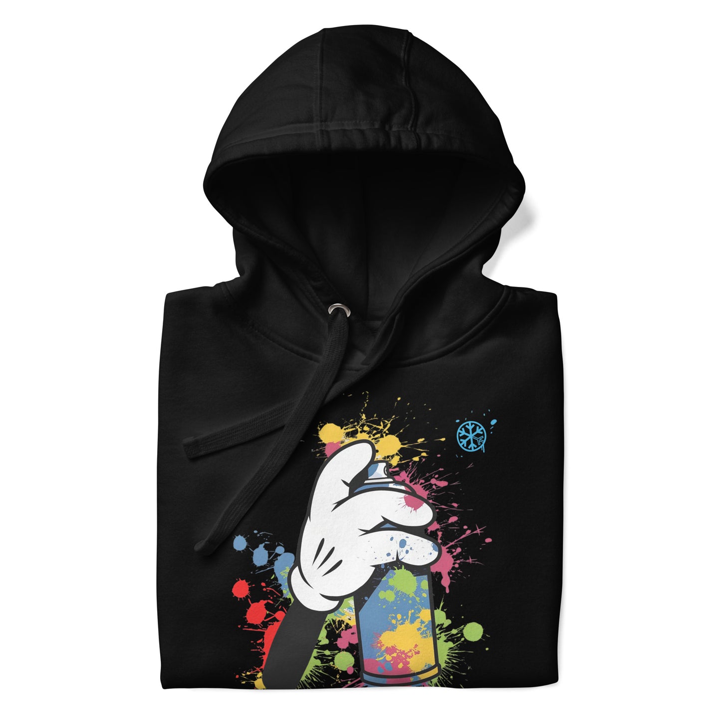 Black-Hand Spray Can Graffiti Hoodie from B.Different Clothing, folded, graffiti-inspired streetwear
