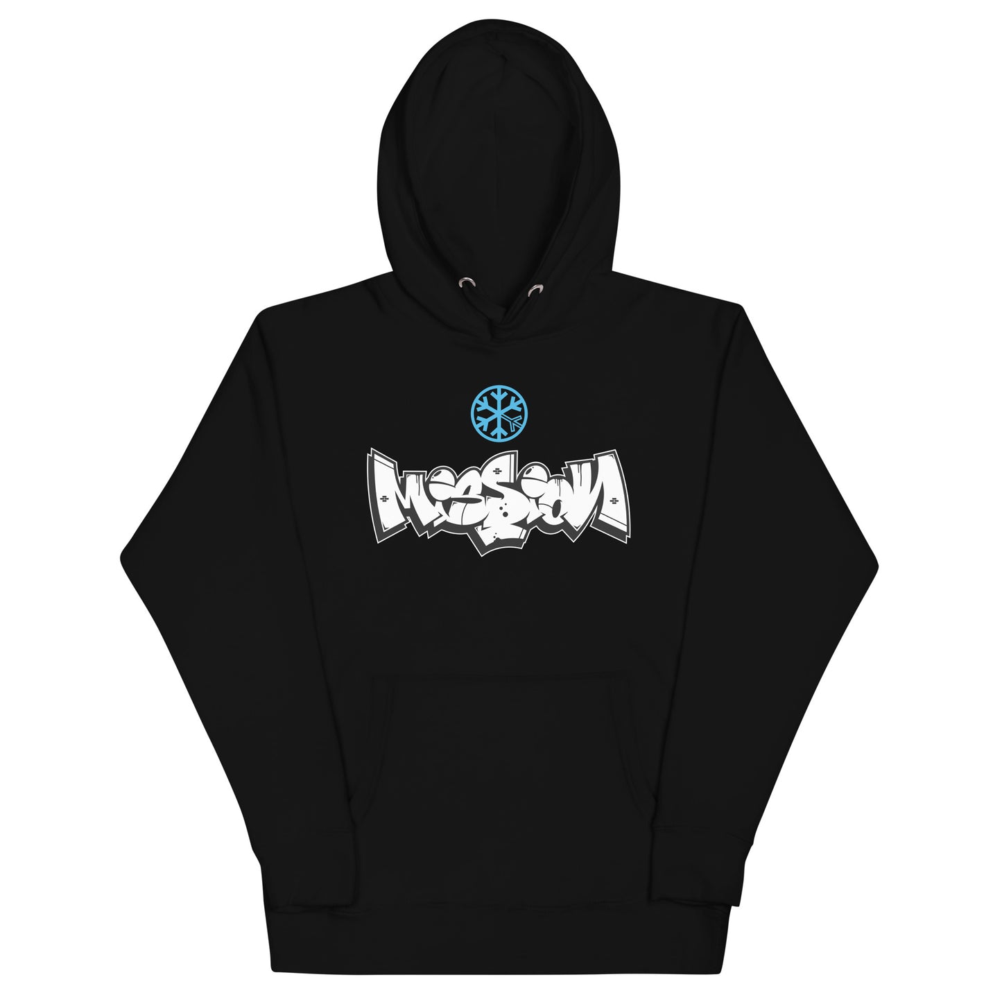 Black-Mission Graffiti Piece Hoodie from B.Different Clothing, front view, graffiti-inspired streetwear