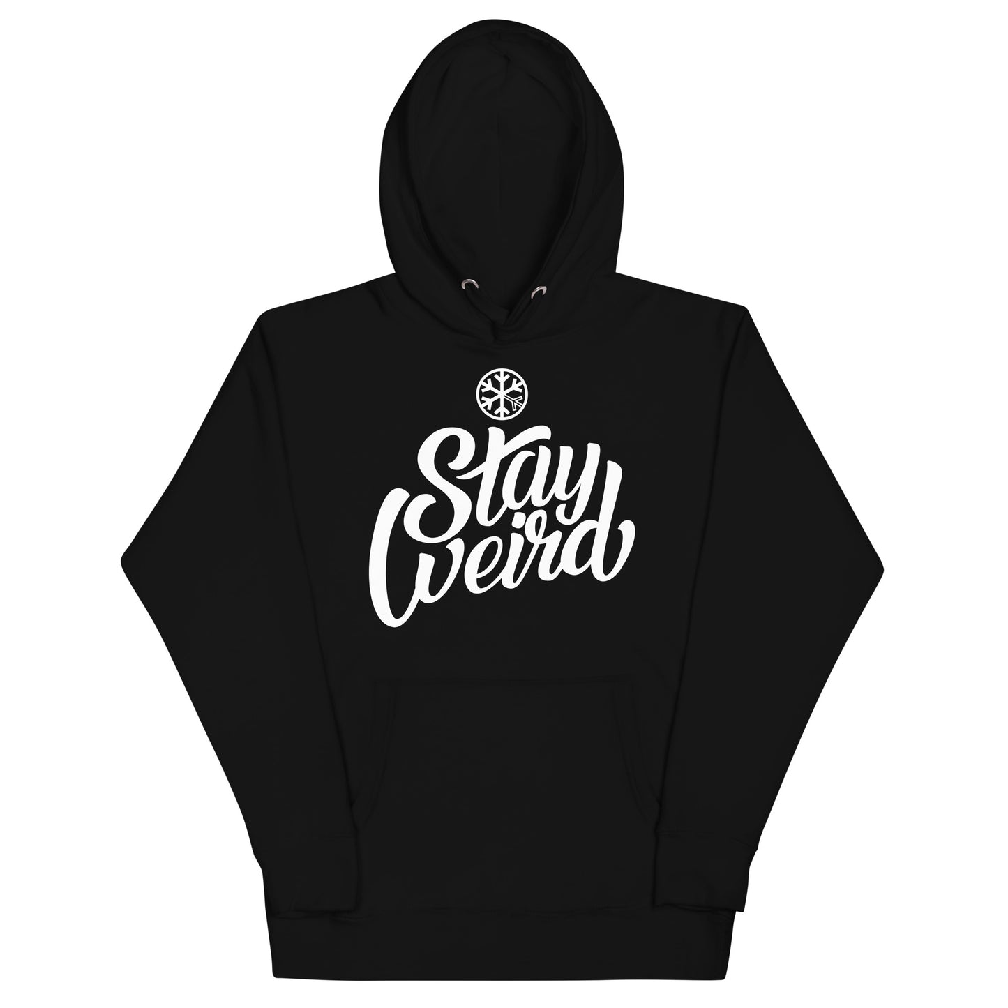 Black-Stay Weird Hoodie from B.Different Clothing, front view, graffiti-inspired streetwear