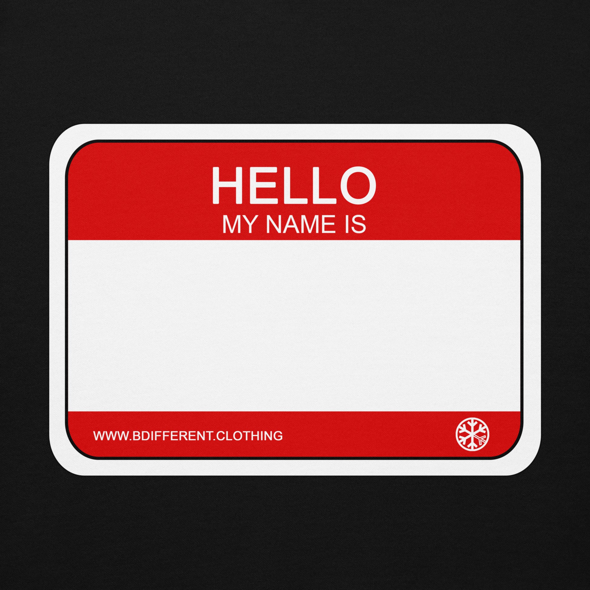 Black-Hello My Name Is Sticker Graffiti Hoodie from B.Different Clothing, graphic, graffiti-inspired streetwear