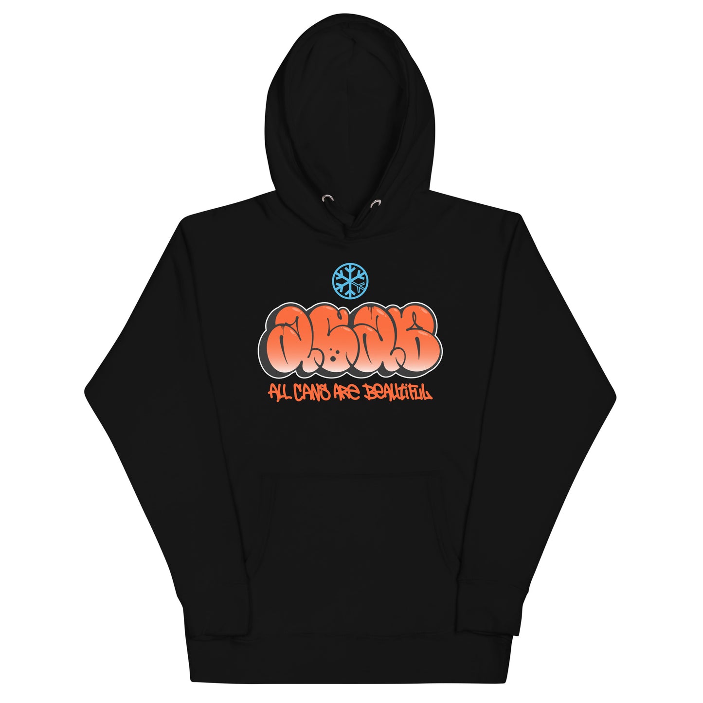 Black-ACAB Graffiti Throw-up Hoodie from B.Different Clothing, front view, graffiti-inspired streetwear