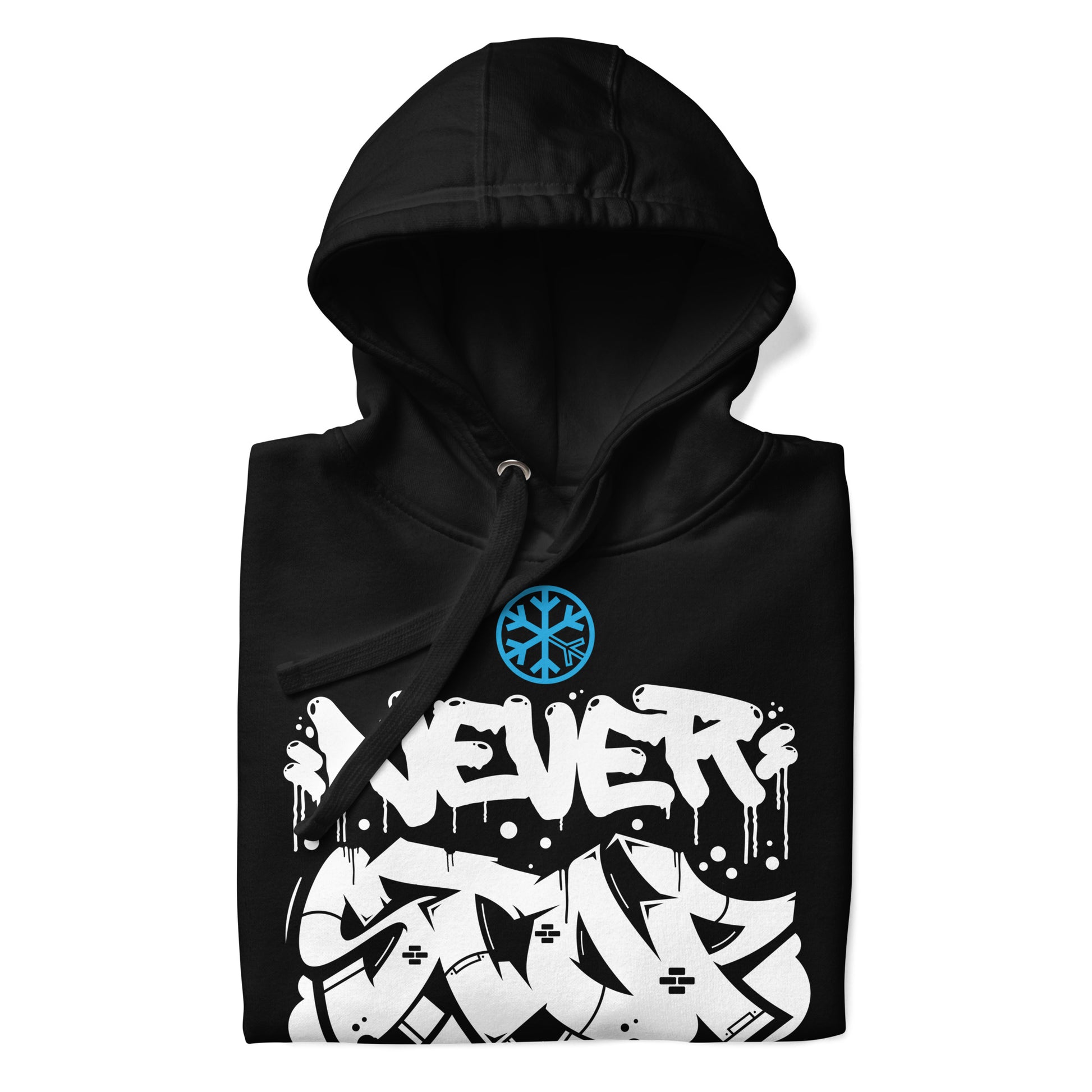Black-Never Stop Graffiti Piece Hoodie from B.Different Clothing, folded, graffiti-inspired streetwear