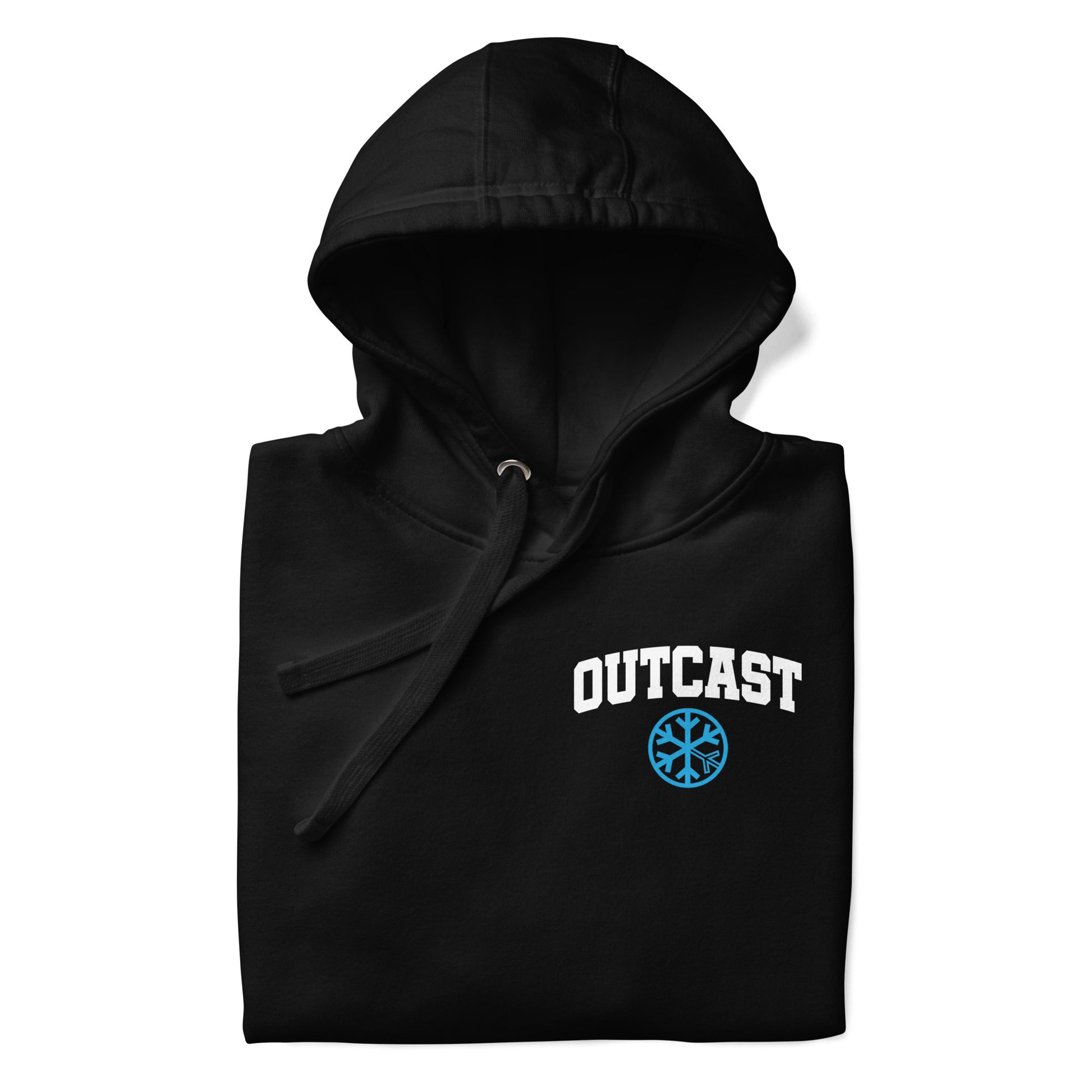 Black-Outcast Graffiti Character Hoodie from B.Different Clothing, folded, graffiti-inspired streetwear