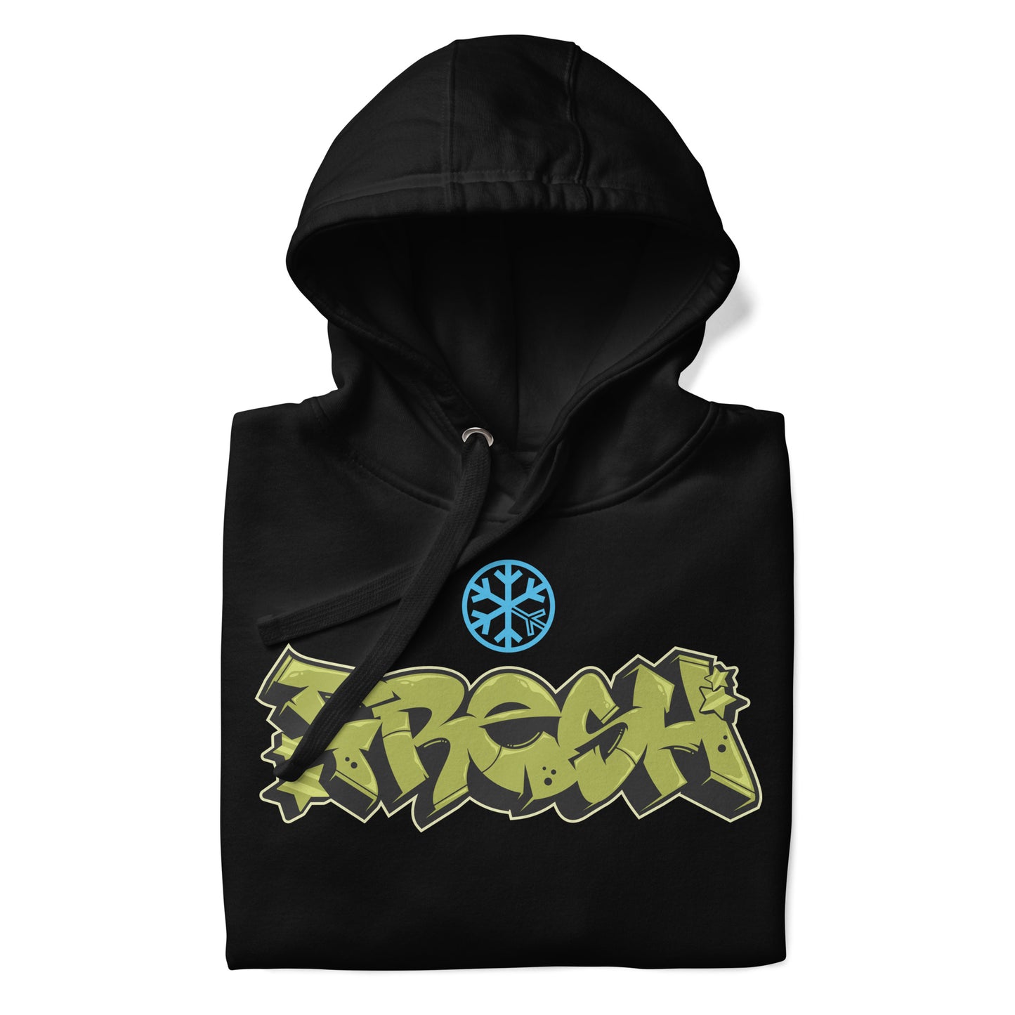 Black-Fresh Graffiti Piece Hoodie from B.Different Clothing, folded, graffiti-inspired streetwear