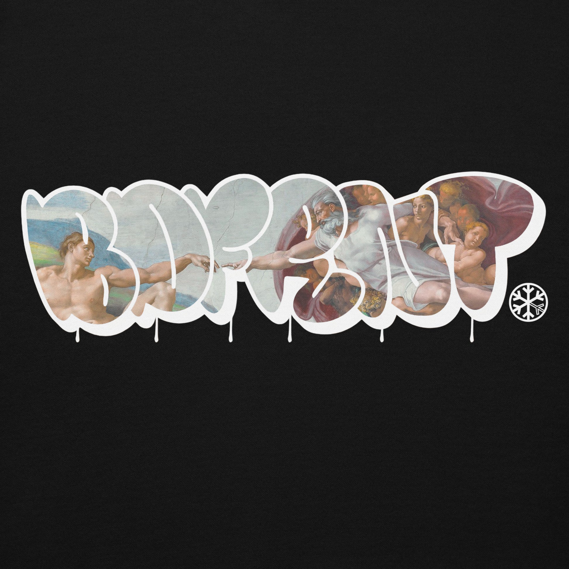 Black-BDFRNT Throwie x Creation of Adam Graffiti Hoodie from B.Different Clothing, graphic, graffiti-inspired streetwear