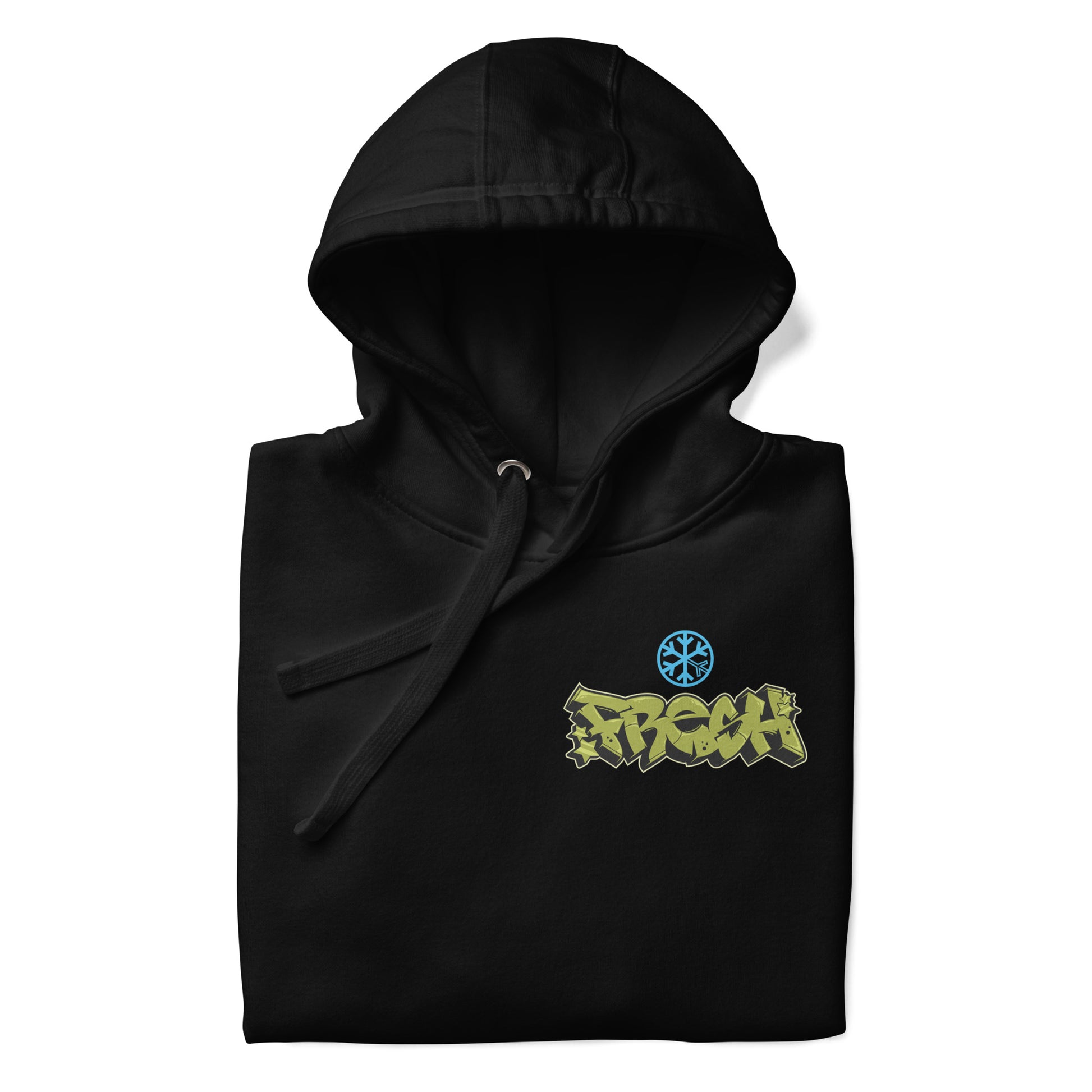 Black-Fresh Graffiti Character Hoodie from B.Different Clothing, folded, graffiti-inspired streetwear