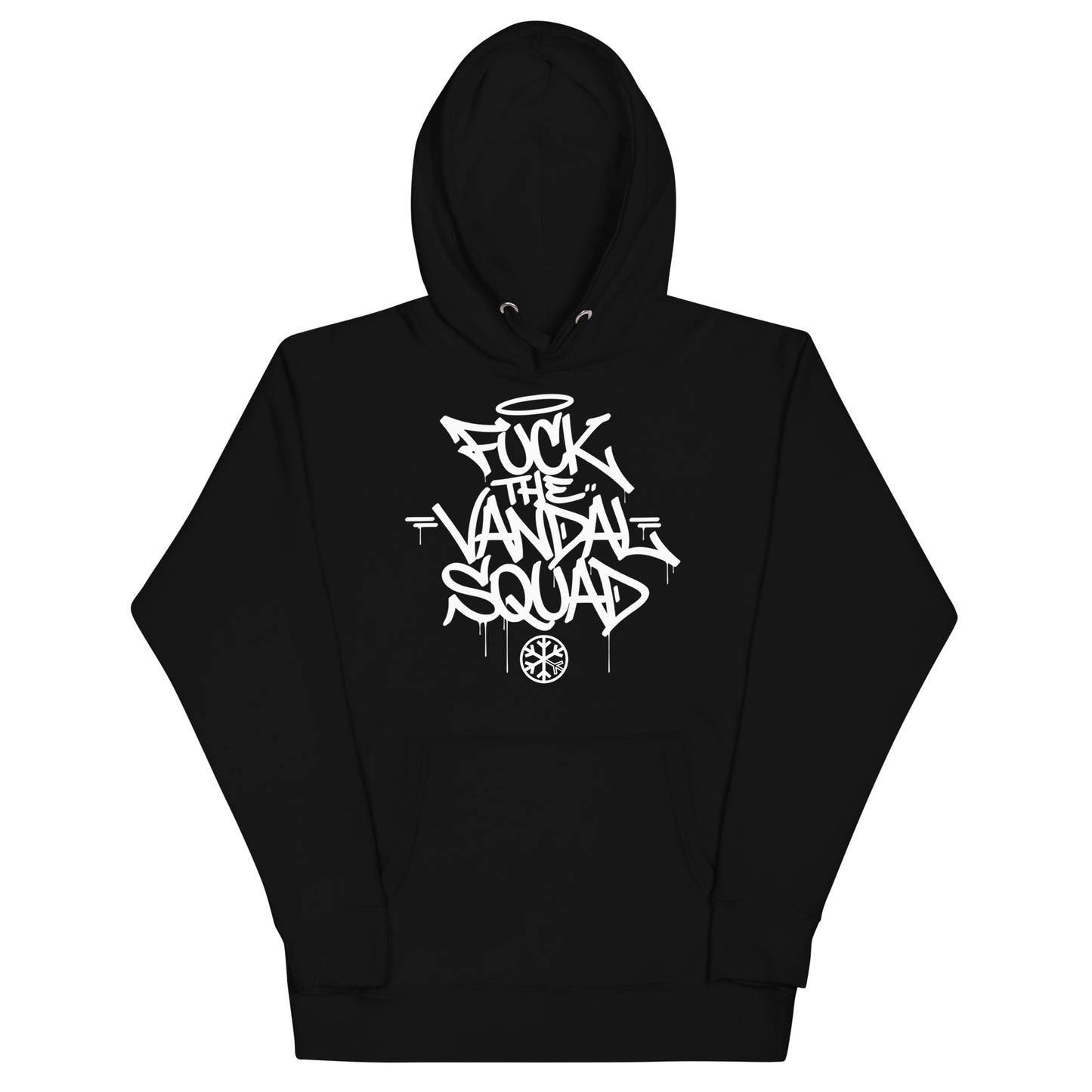 Black-Fuck The Vandal Squad Graffiti Hoodie from B.Different Clothing, front view, graffiti-inspired streetwear