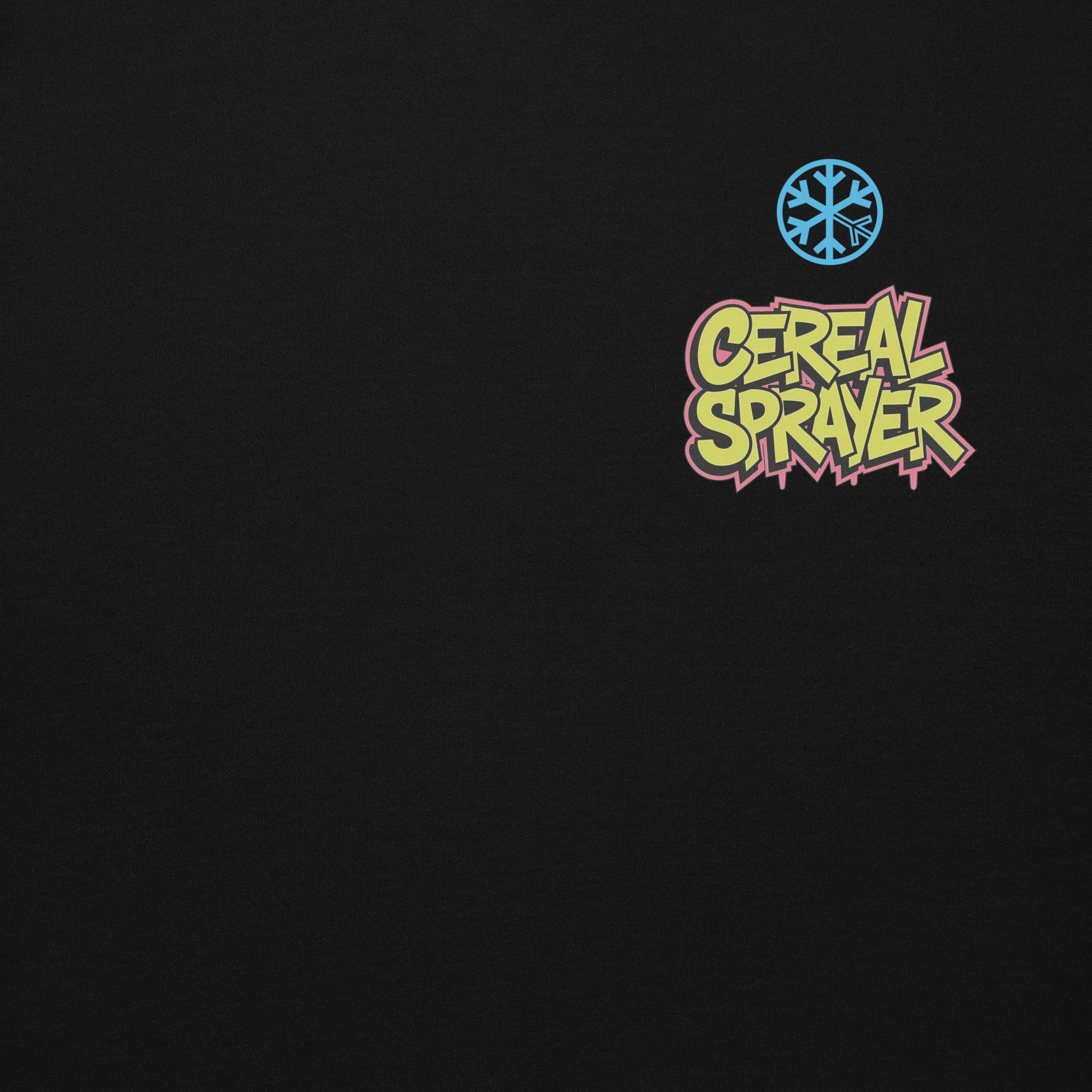 Black-Cereal Sprayer Graffiti Hoodie from B.Different Clothing, front graphic, graffiti-inspired streetwear