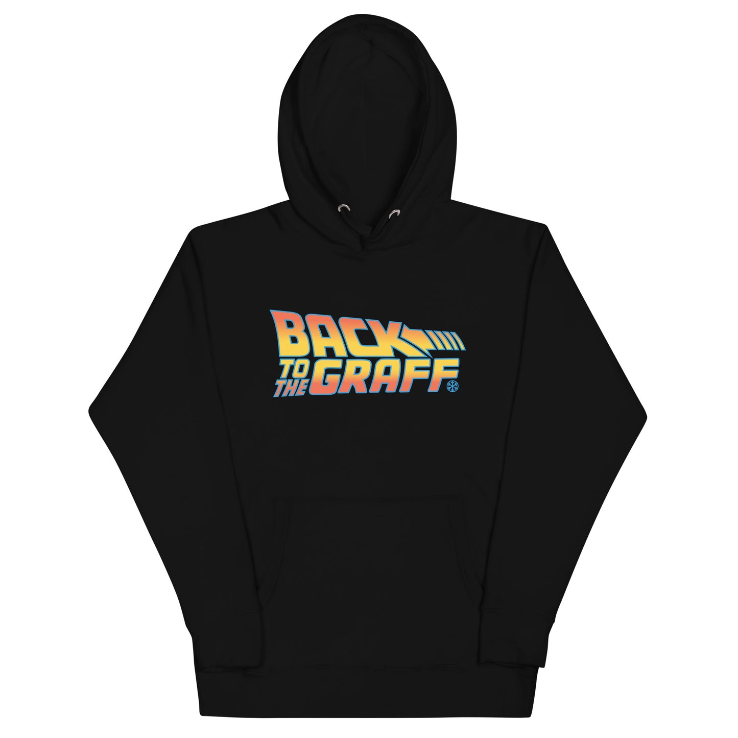 Black-Back to the Graff Hoodie from B.Different Clothing, front view, graffiti-inspired streetwear