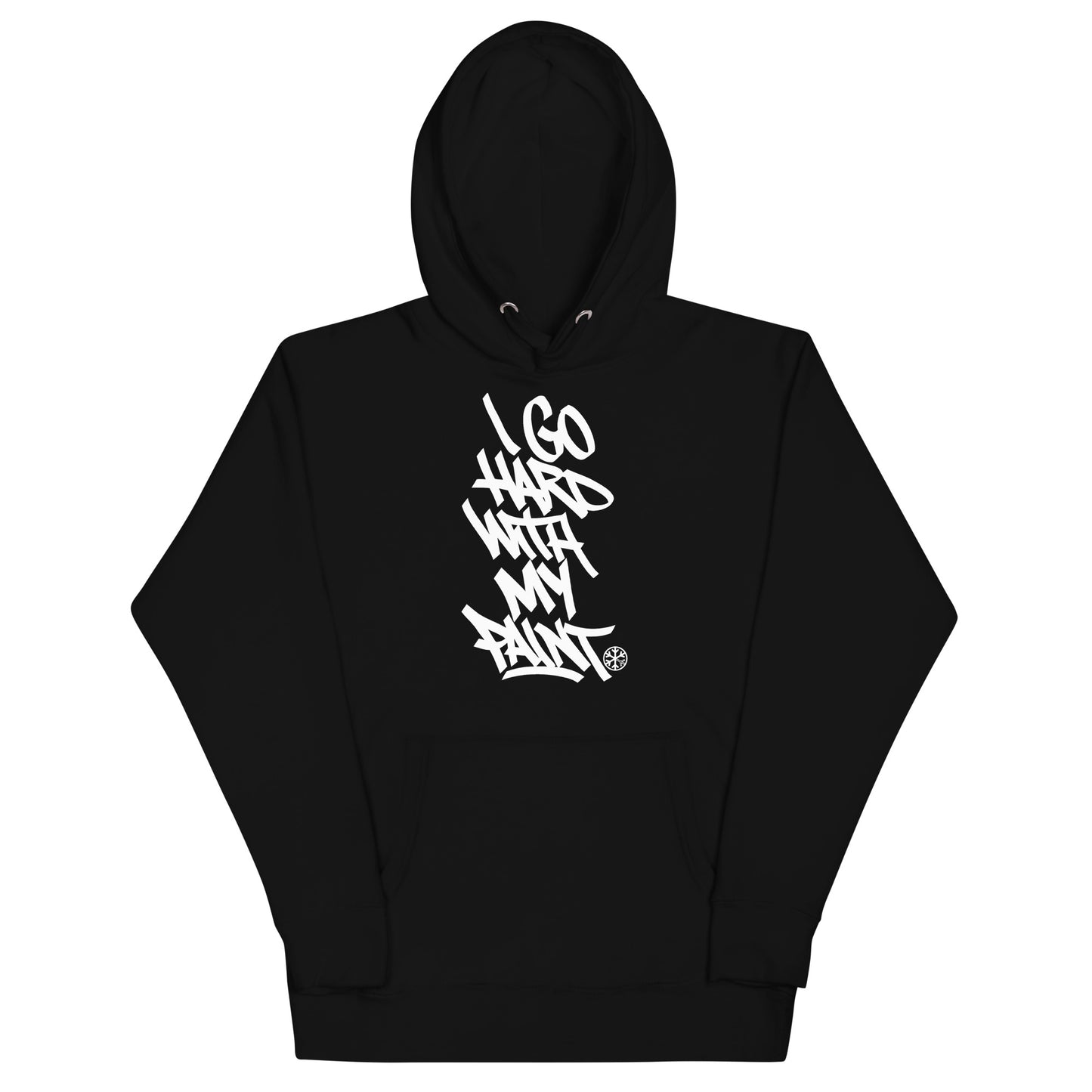 Black-I Go Hard With My Paint Graffiti Hoodie from B.Different Clothing, front view, graffiti-inspired streetwear