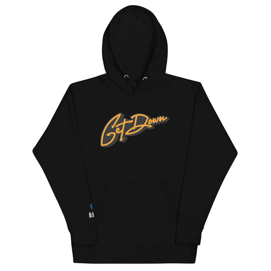 Black-Get Down Graffiti Lettering Hoodie from B.Different Clothing, front view, graffiti-inspired streetwear