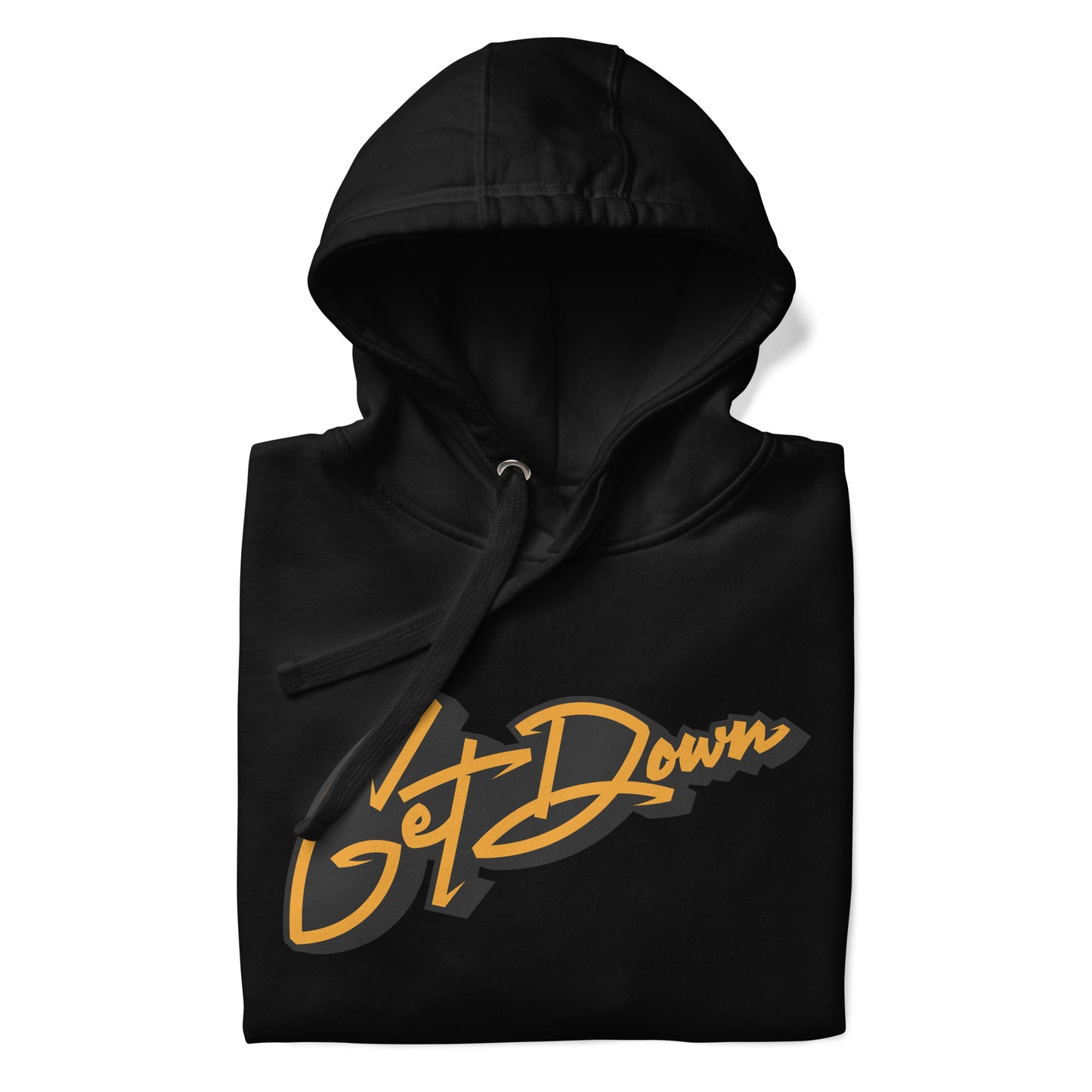 Black-Get Down Graffiti Lettering Hoodie from B.Different Clothing, folded, graffiti-inspired streetwear