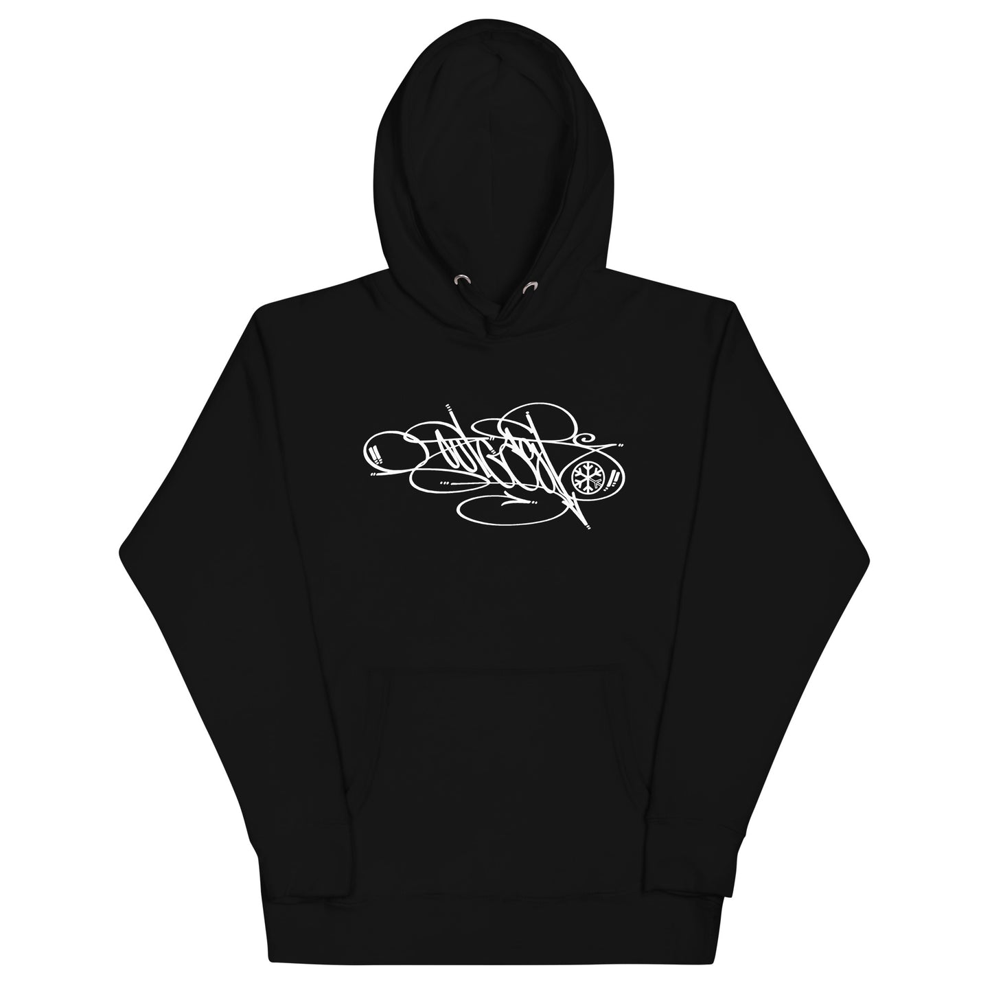Black-Outcast Tag Hoodie by Graffiti Dad from B.Different Clothing, front view, graffiti-inspired streetwear