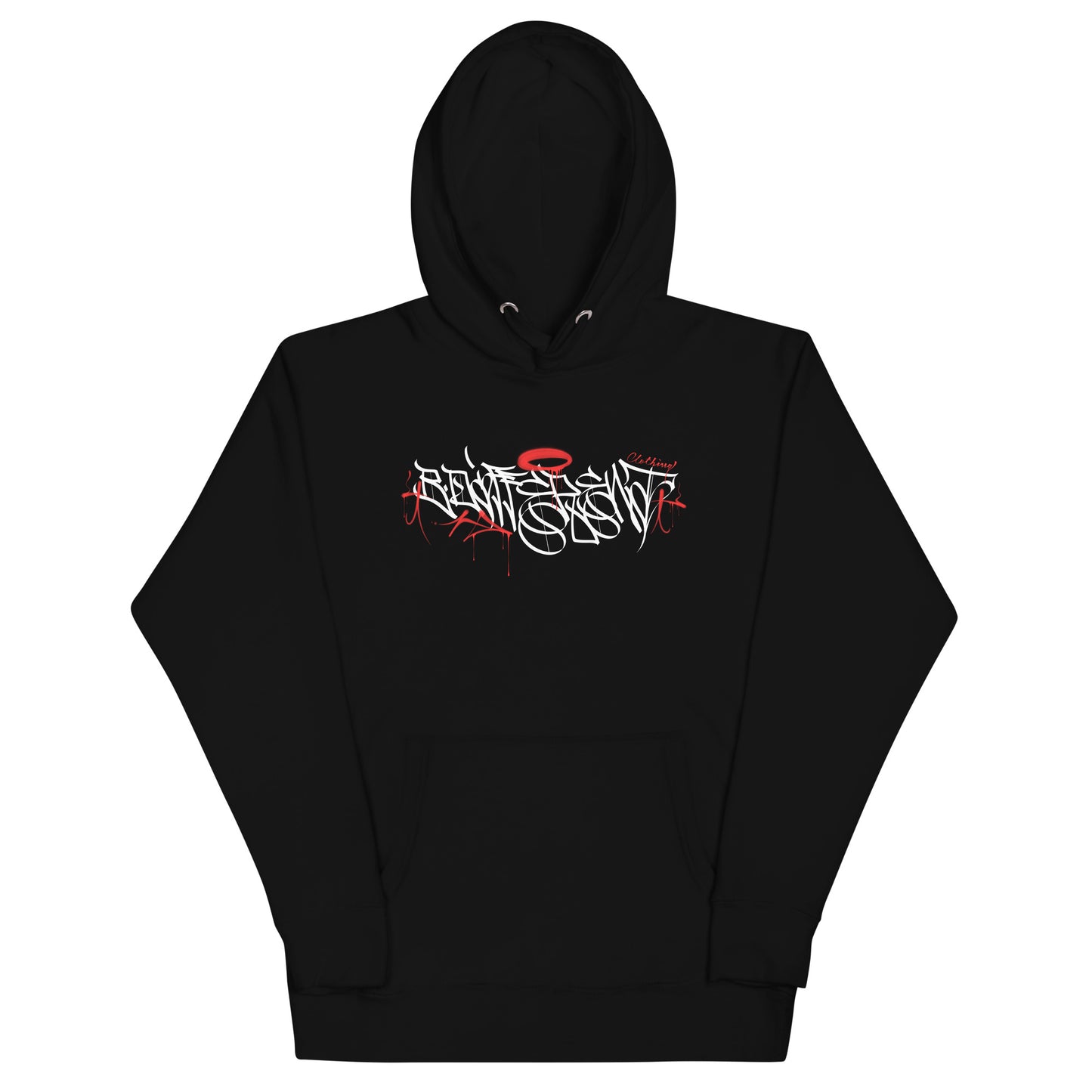 Black-Caos One Collab Graffiti Hoodie from B.Different Clothing, front view, graffiti-inspired streetwear