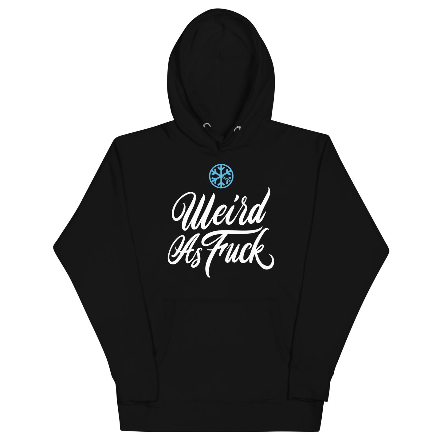 Black-Weird as Fuck Hoodie from B.Different Clothing, front view, graffiti-inspired streetwear