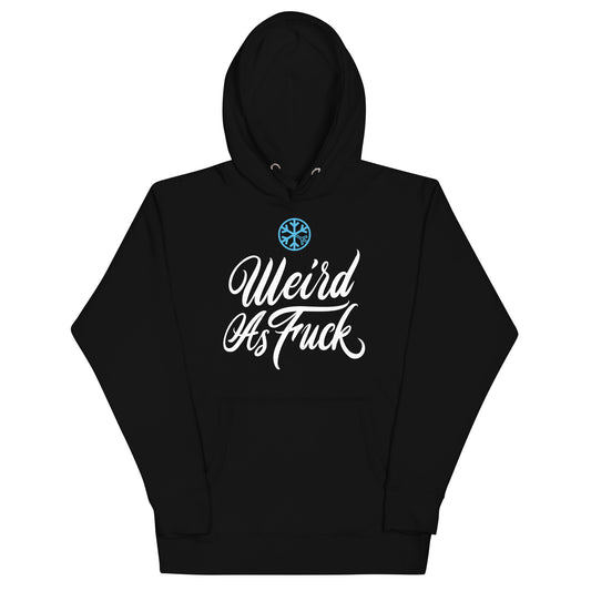 Black-Weird as Fuck Hoodie from B.Different Clothing, front view, graffiti-inspired streetwear