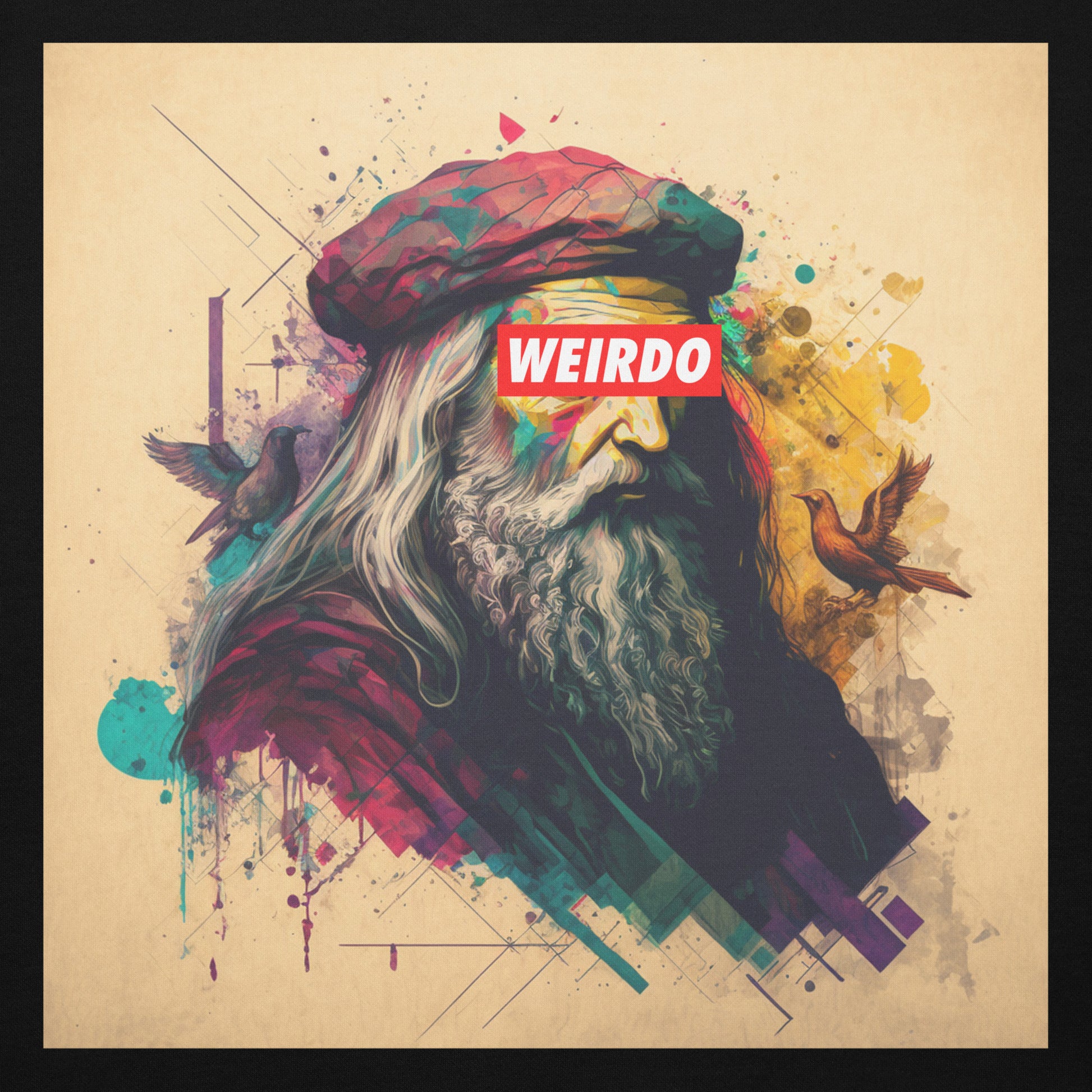 Black-Leonardo da Vinci Hoodie from B.Different Clothing, graphic, graffiti-inspired streetwear