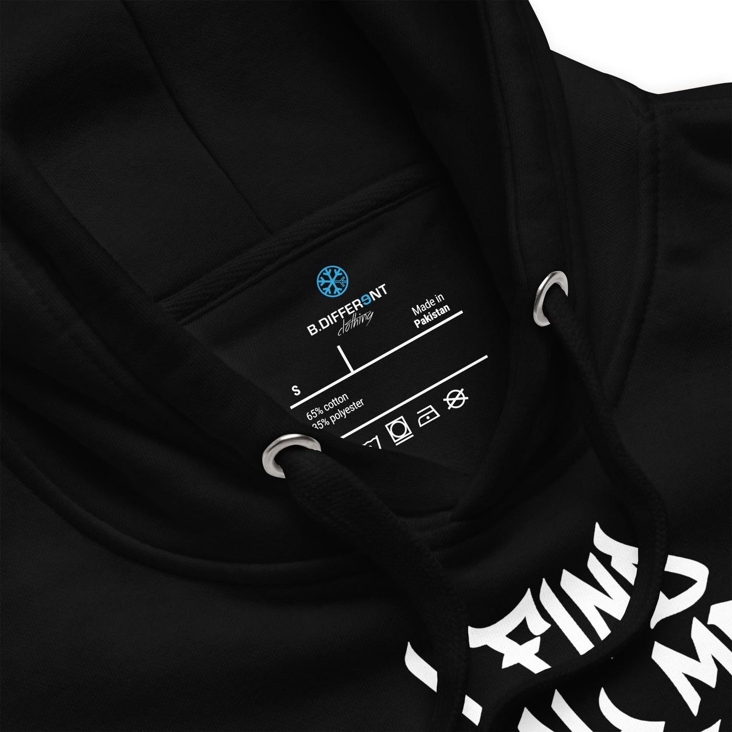 Black-Social Media Graffiti Tag Hoodie from B.Different Clothing, collar, graffiti-inspired streetwear