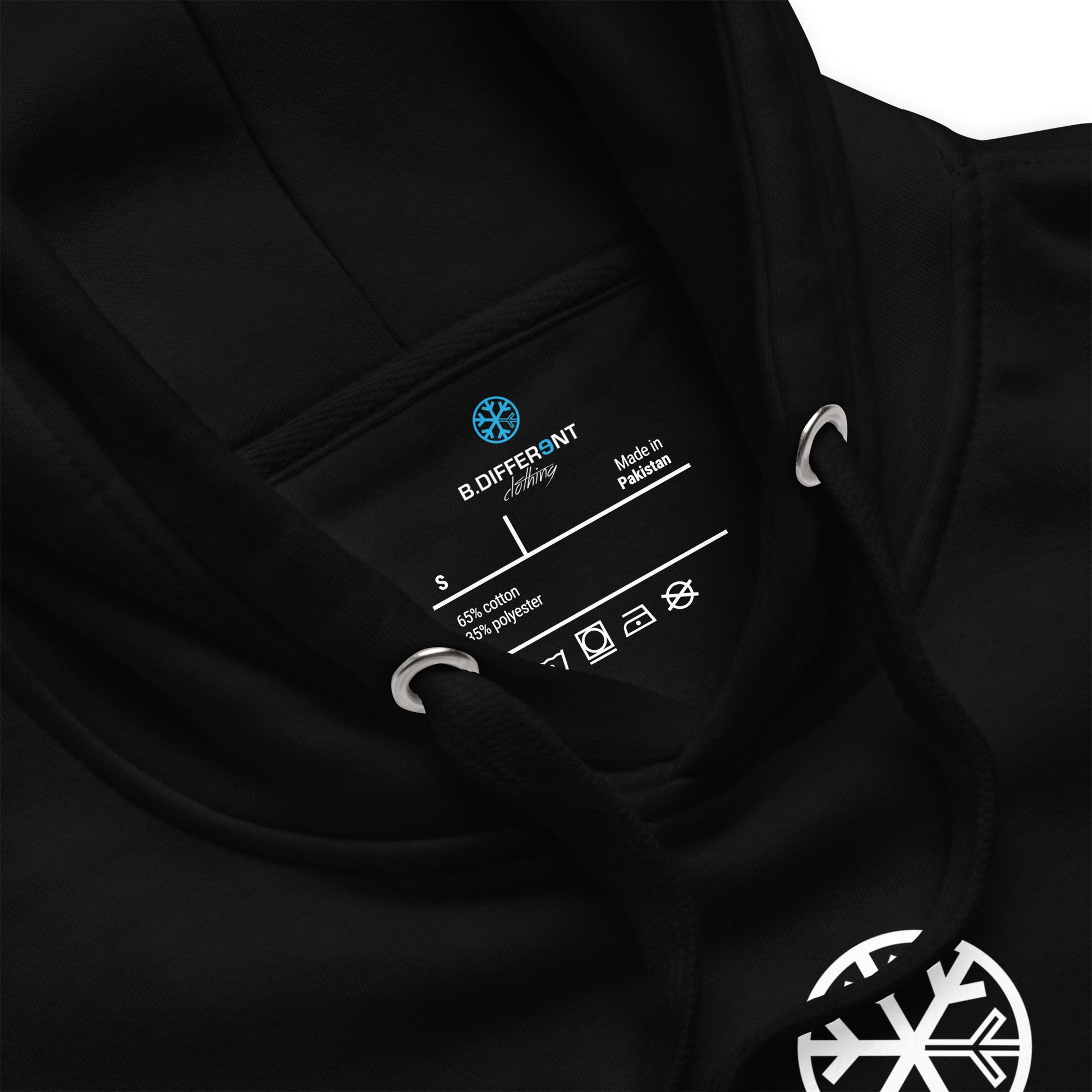 Black-Misfit Graffiti Tag Hoodie from B.Different Clothing, collar, graffiti-inspired streetwear