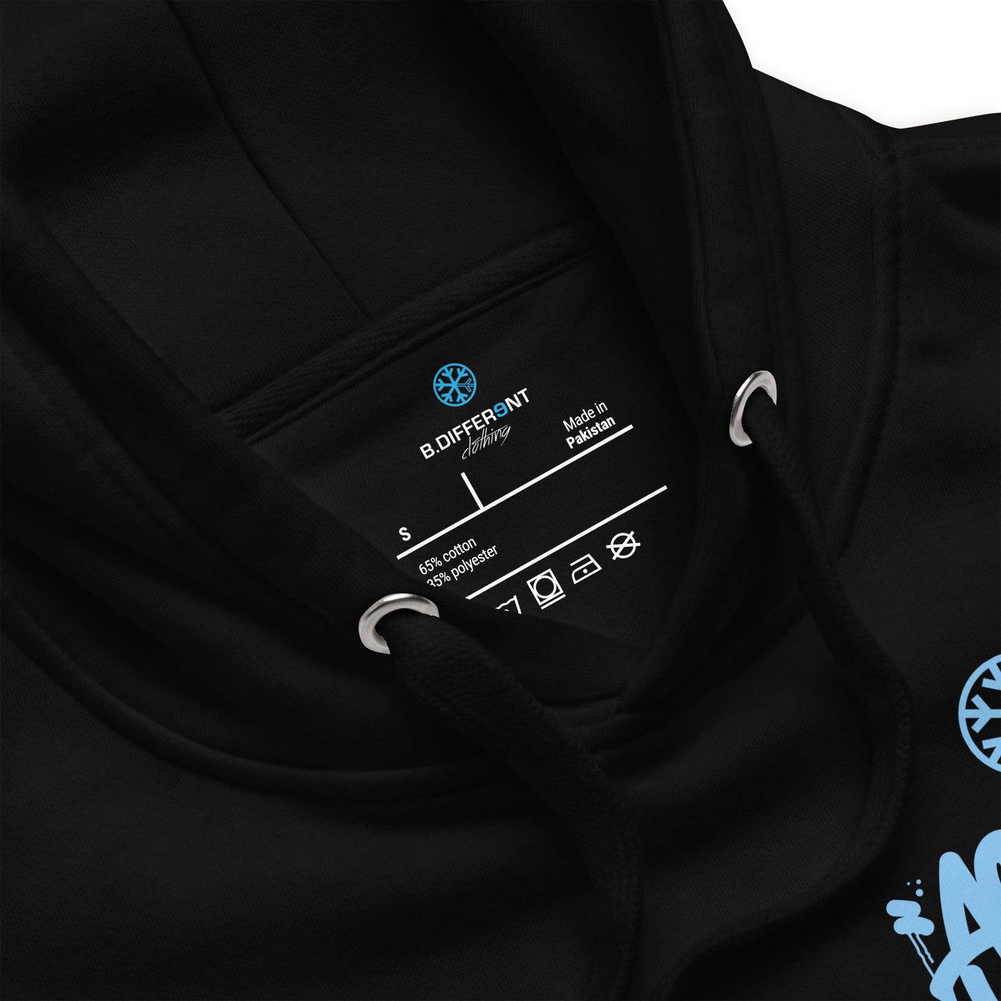 Black-ACAB Graffiti Character Hoodie from B.Different Clothing, collar, graffiti-inspired streetwear