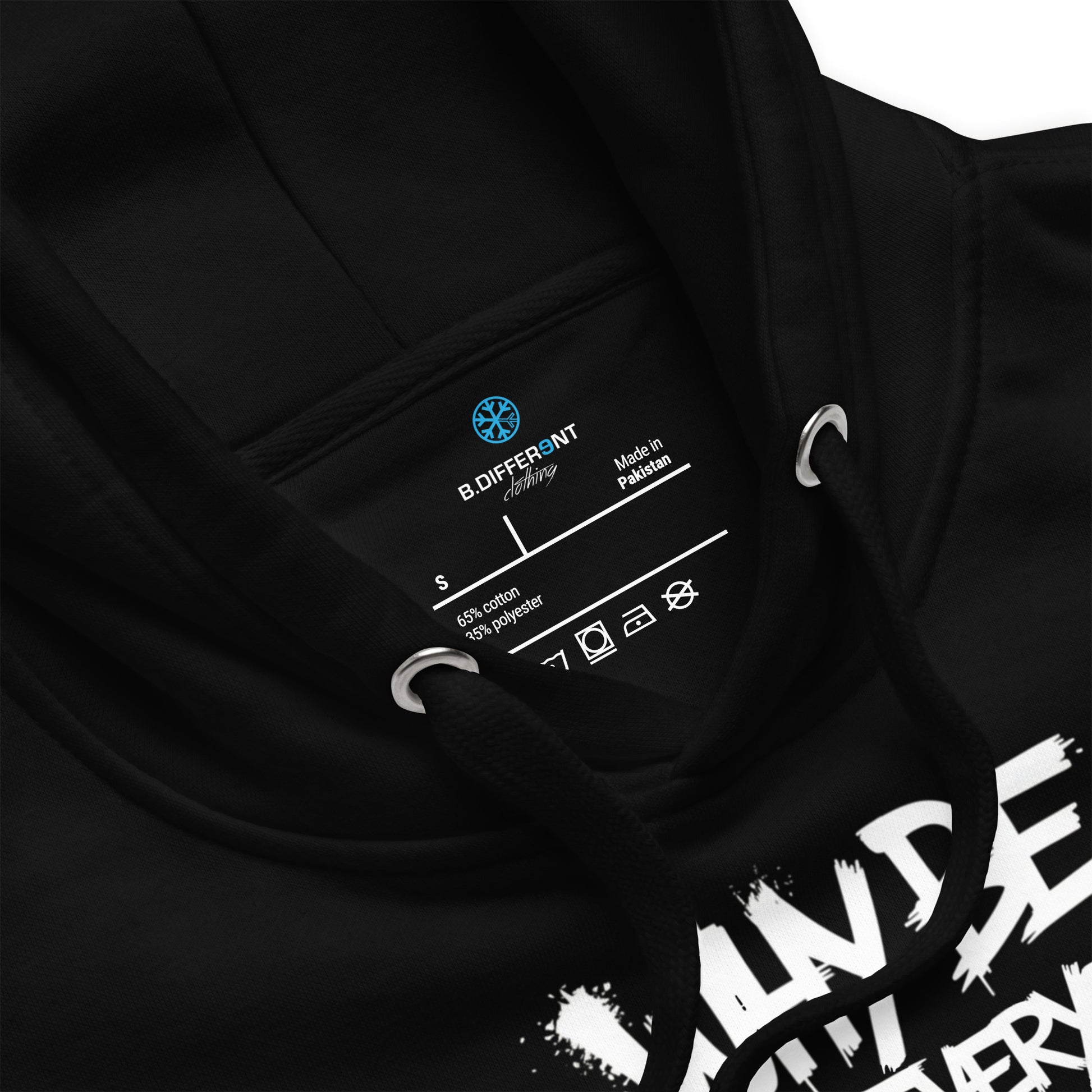 Black-Chaos They Fear Graffiti Tag Hoodie from B.Different Clothing, collar, graffiti-inspired streetwear