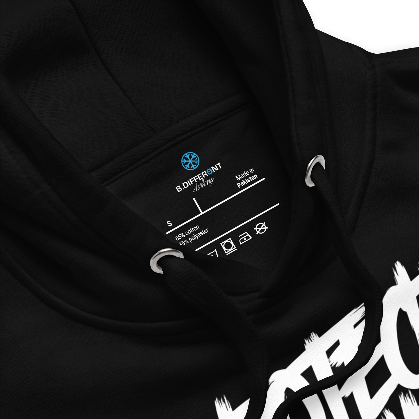 Black-Protect Your Vibe Graffiti Tag hoodie from B.Different Clothing, collar, graffiti-inspired streetwear
