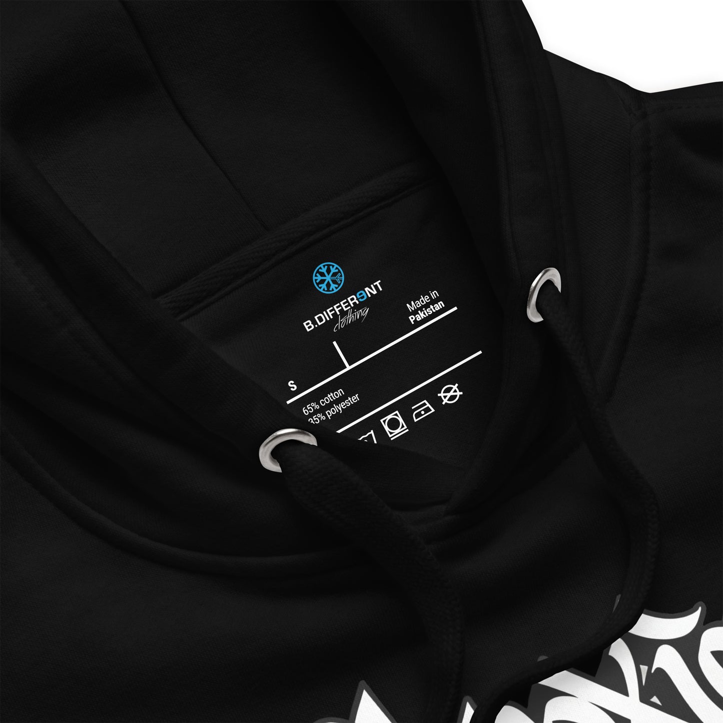 Black-Obnoxious Freak Graffiti Hoodie from B.Different Clothing, collar, graffiti-inspired streetwear