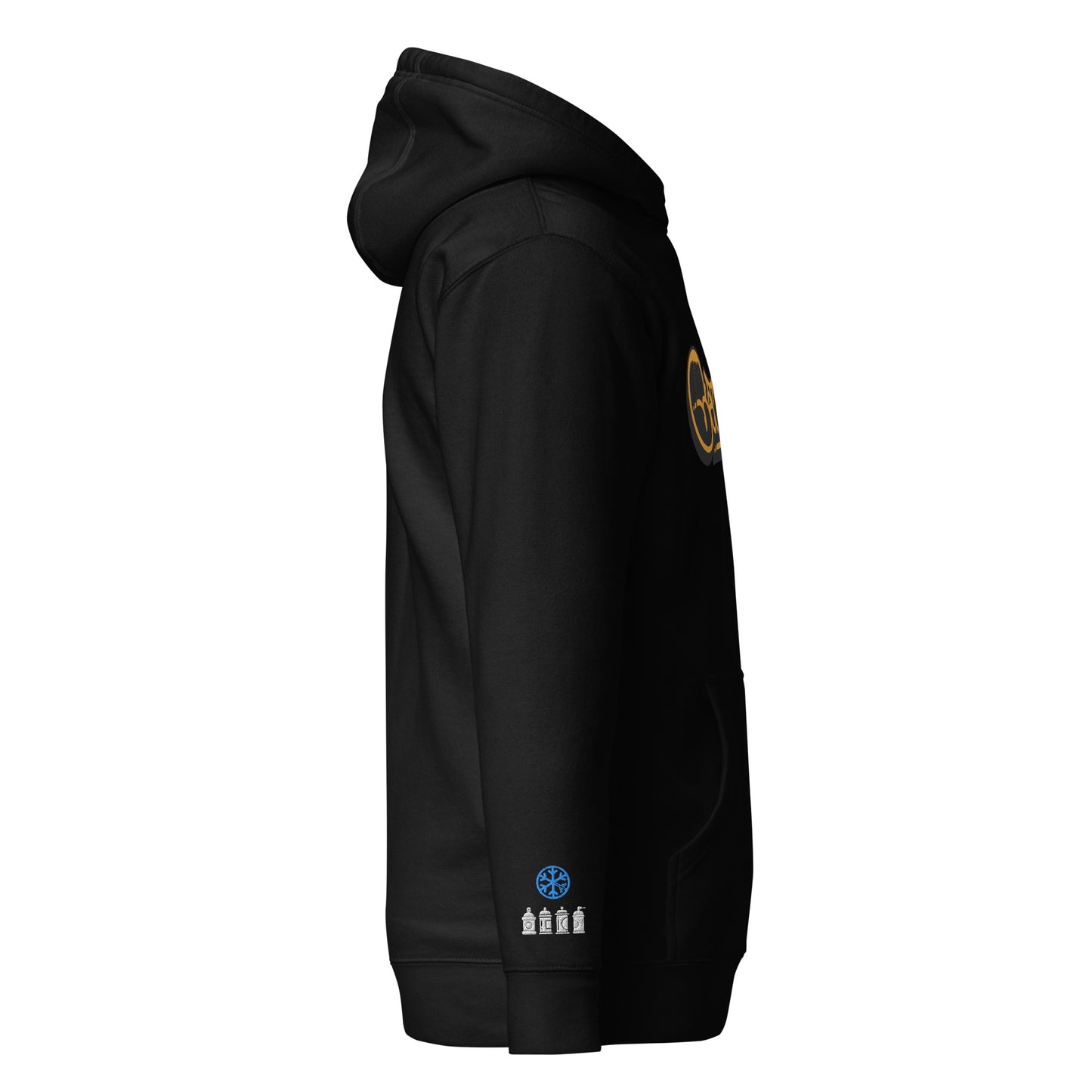 Black-Get Down Graffiti Tag Hoodie from B.Different Clothing, side view, graffiti-inspired streetwear