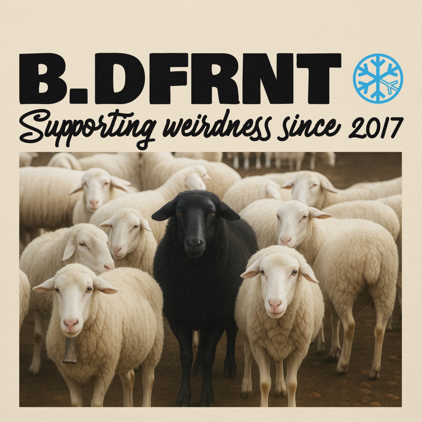 Beige-Black Sheep Hoodie from B.Different Clothing, graphic, graffiti-inspired streetwear