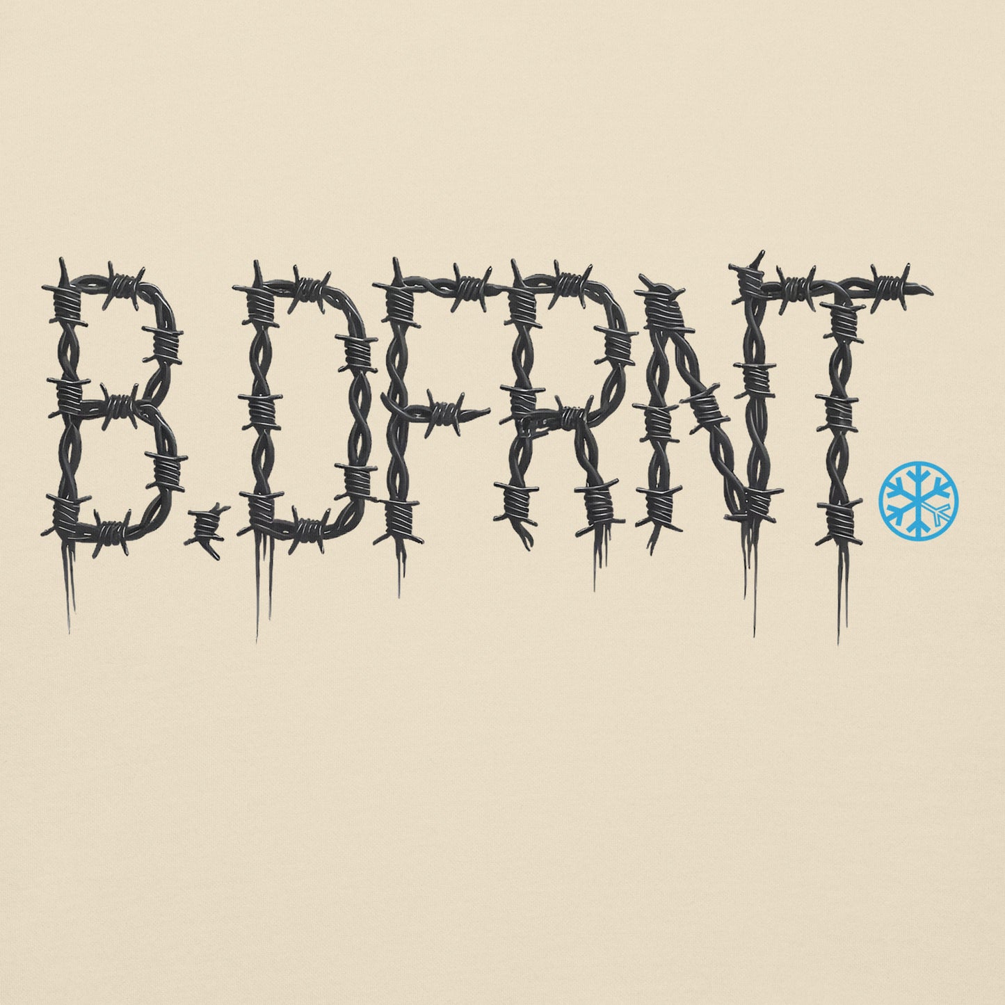 Beige-B.DFRNT Barbed Wire Hoodie from B.Different Clothing, graphic, graffiti-inspired streetwear