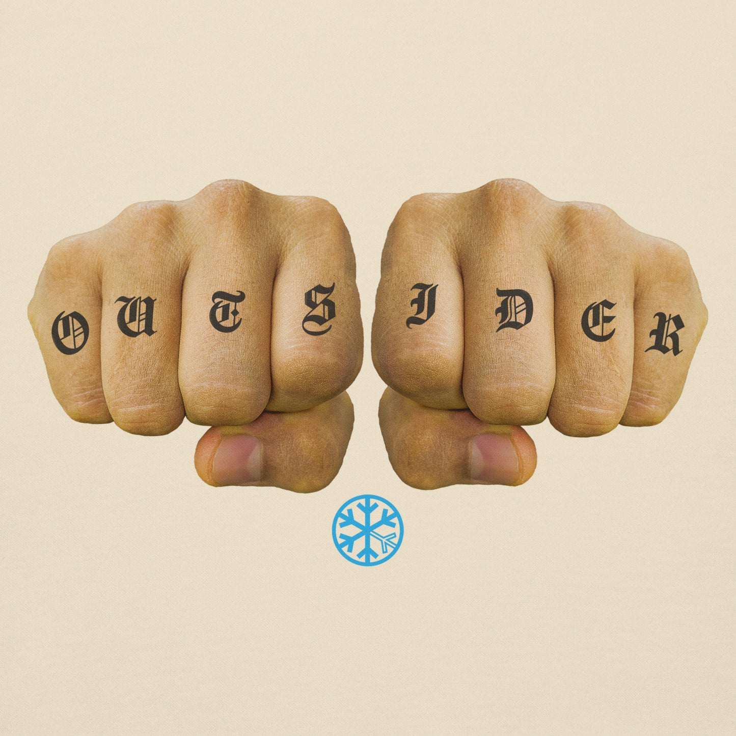 Beige-Outsider Tattoo Hoodie from B.Different Clothing, graphic, graffiti-inspired streetwear