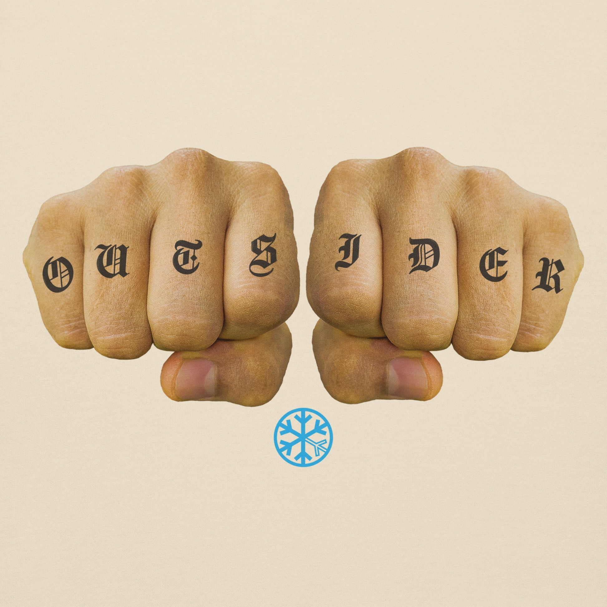 Beige-Outsider Tattoo Hoodie from B.Different Clothing, graphic, graffiti-inspired streetwear