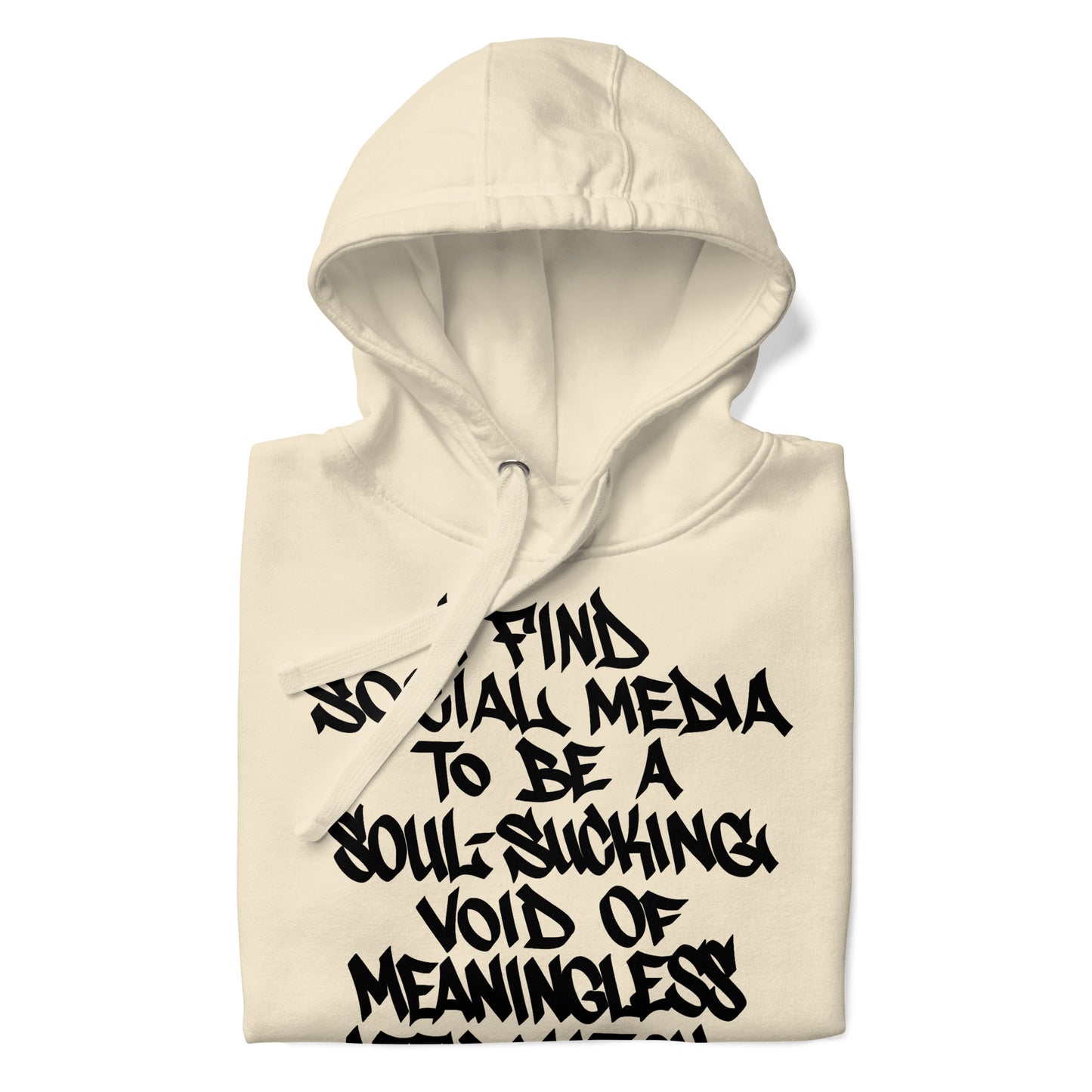 Beige-Social Media Graffiti Tag Hoodie from B.Different Clothing, folded, graffiti-inspired streetwear