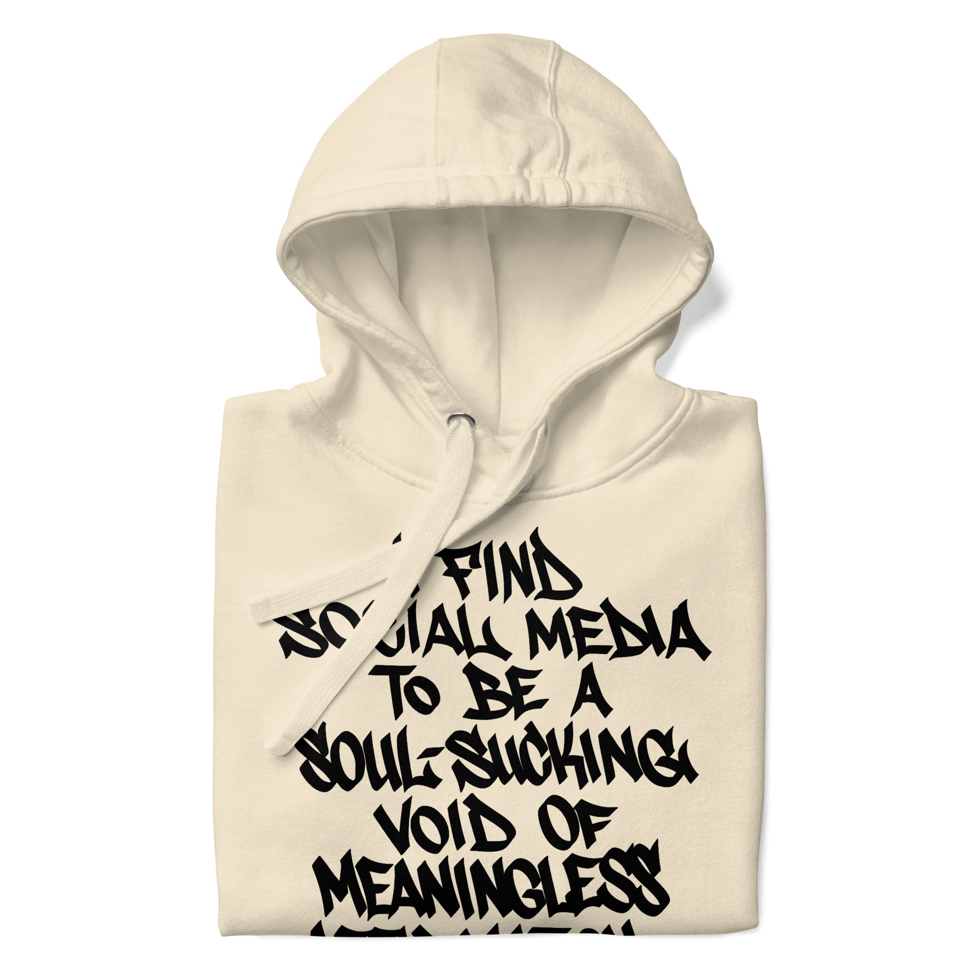 Beige-Social Media Graffiti Tag Hoodie from B.Different Clothing, folded, graffiti-inspired streetwear