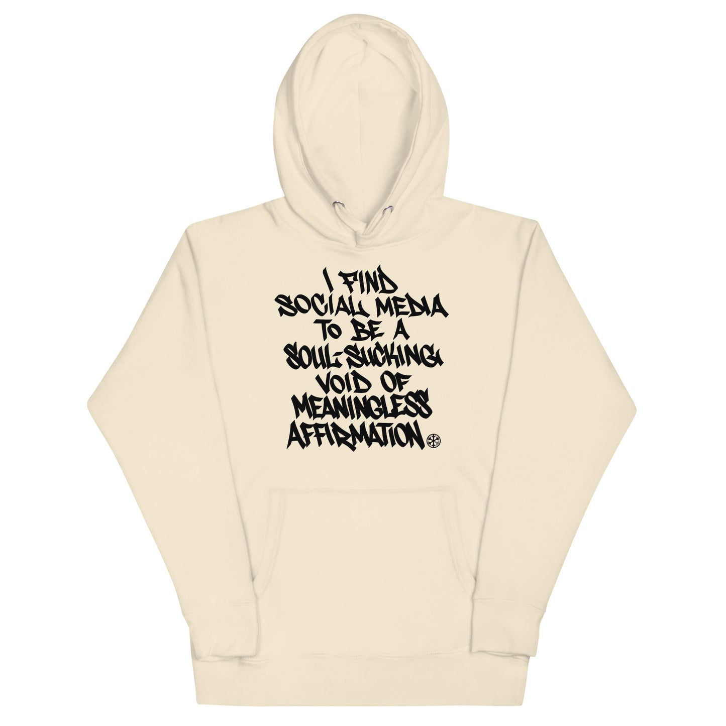 Beige-Social Media Graffiti Tag Hoodie from B.Different Clothing, front view, graffiti-inspired streetwear