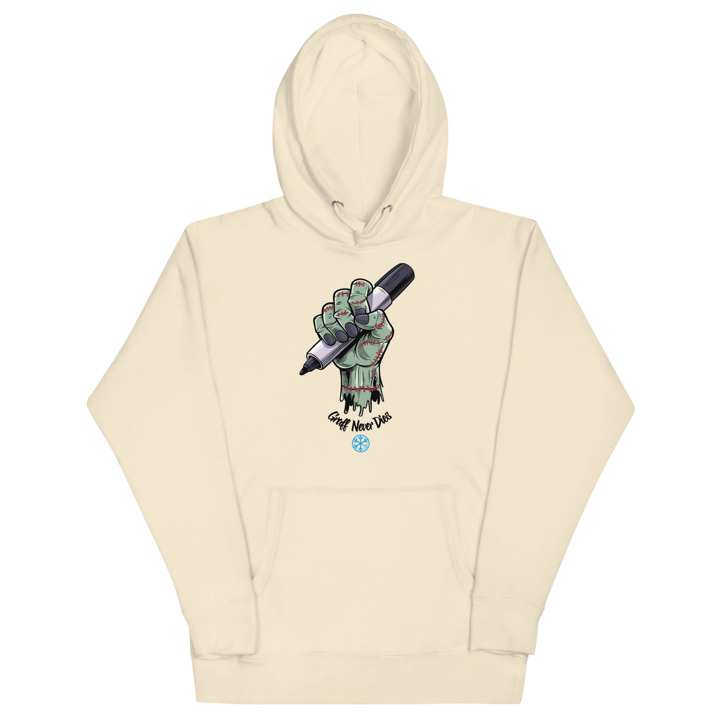 Beige-Thing Graffiti Hoodie from B.Different Clothing, front view, graffiti-inspired streetwear