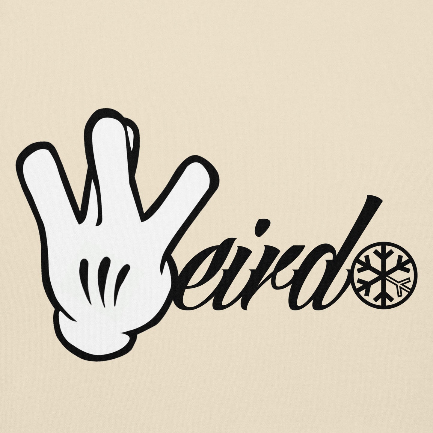 Beige-Weirdo Hand Sign Hoodie from B.Different Clothing, graphic, graffiti-inspired streetwear