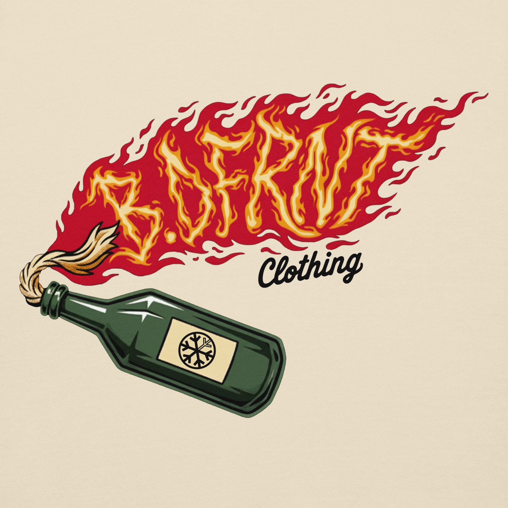 Beige-Molotov Graffiti Hoodie from B.Different Clothing, graphic, graffiti-inspired streetwear