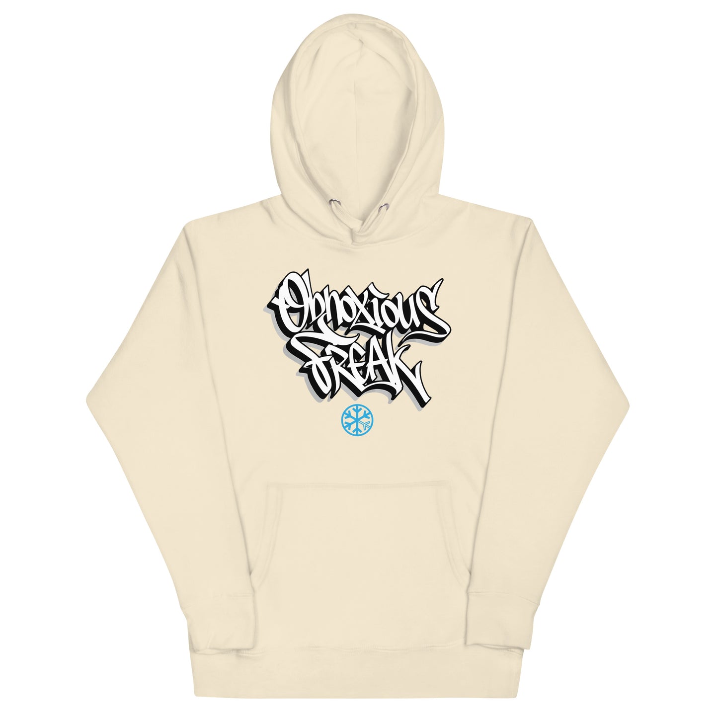 Beige-Obnoxious Freak Graffiti Hoodie from B.Different Clothing, front view, graffiti-inspired streetwear