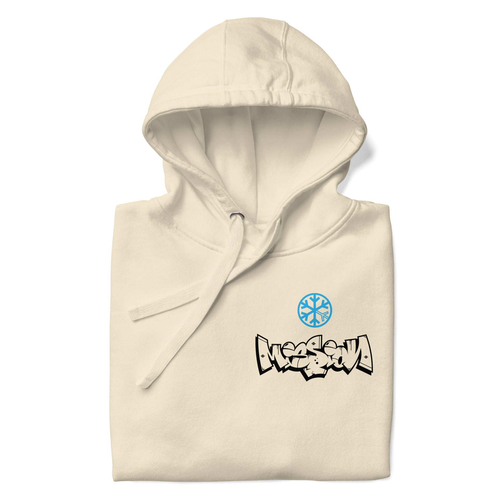 Beige-Mission Graffiti Character Hoodie from B.Different Clothing, folded, graffiti-inspired streetwear